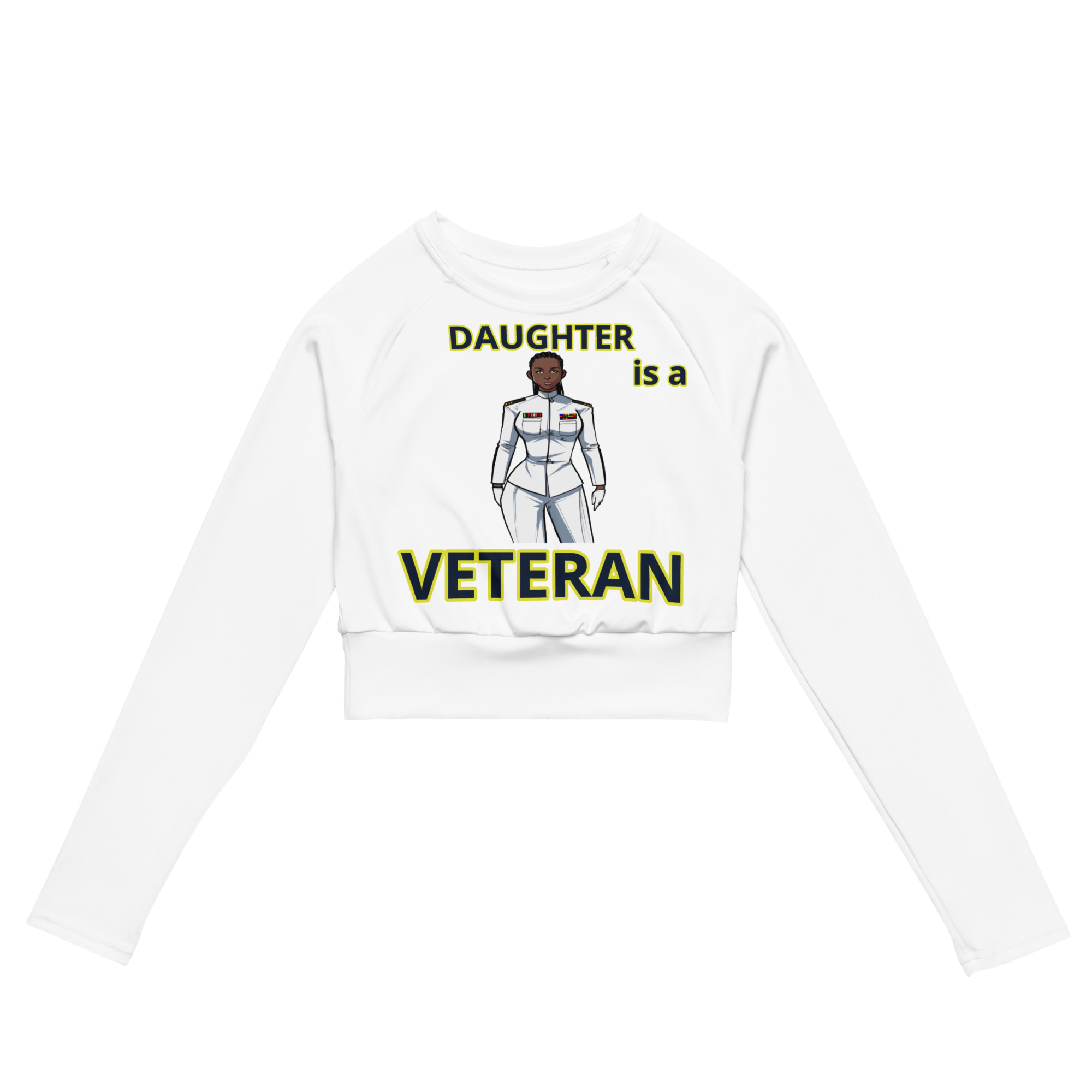 DAUGHTER IS A VETERAN TOO FIFE Recycled Long-Sleeve Crop Top
