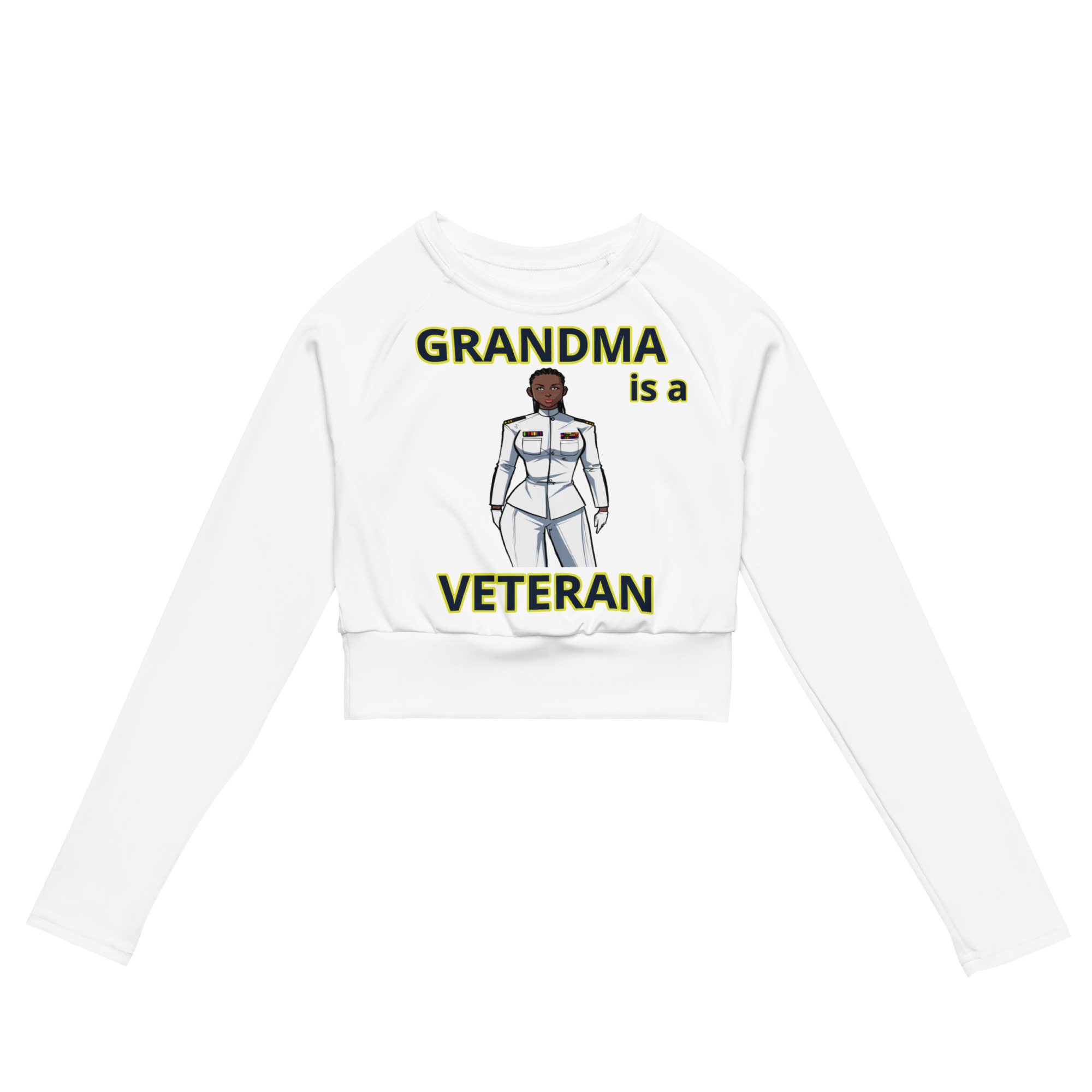 GRANDMA IS A VETERAN TOO FIFE Recycled Long-Sleeve Crop Top