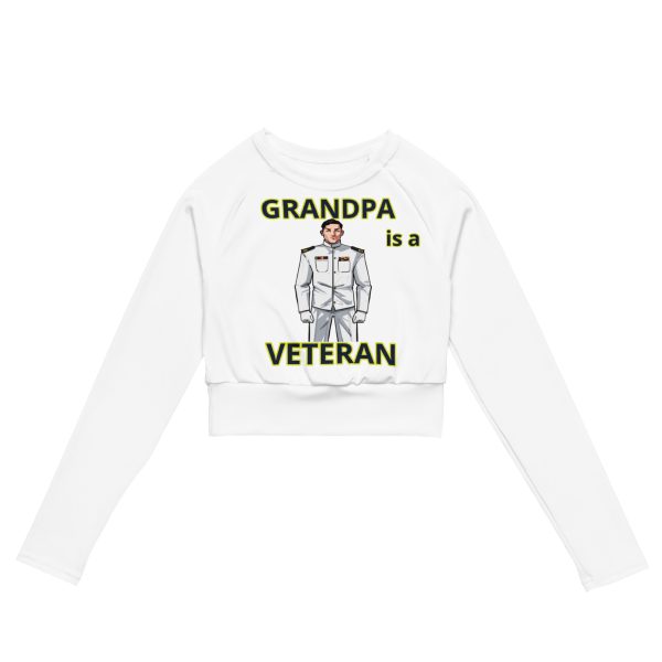 GRANDPA IS A VETERAN TOO FIFE Recycled Long-Sleeve Crop Top