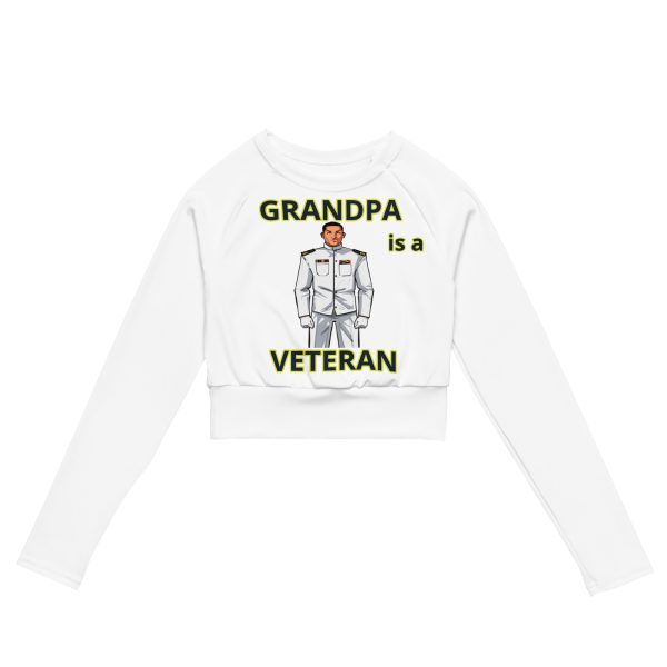 GRANDPA IS A VETERAN TOO FIFE Recycled Long-Sleeve Crop Top