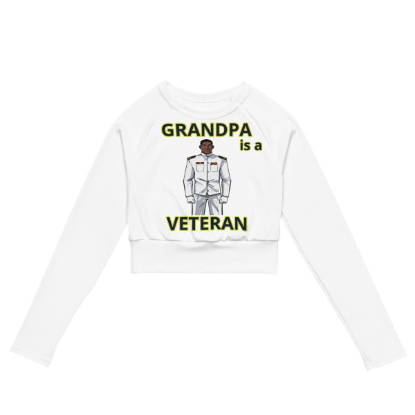 GRANDPA IS A VETERAN TOO FIFE Recycled Long-Sleeve Crop Top