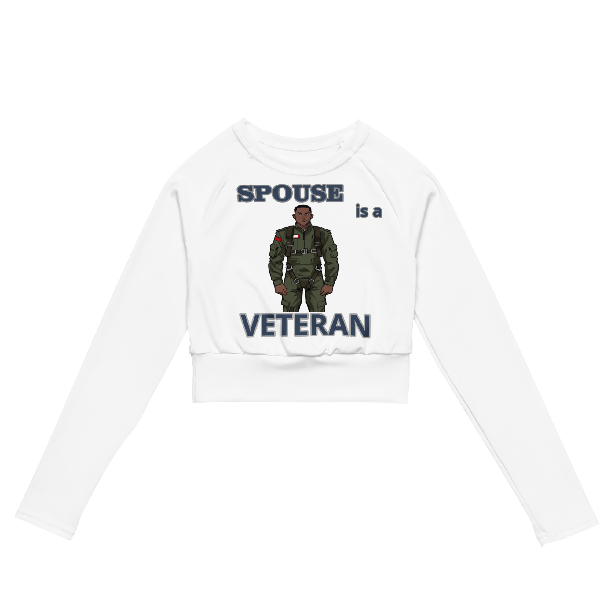 SPOUSE IS A VETERAN TOO FIFE Recycled Long-Sleeve Crop Top