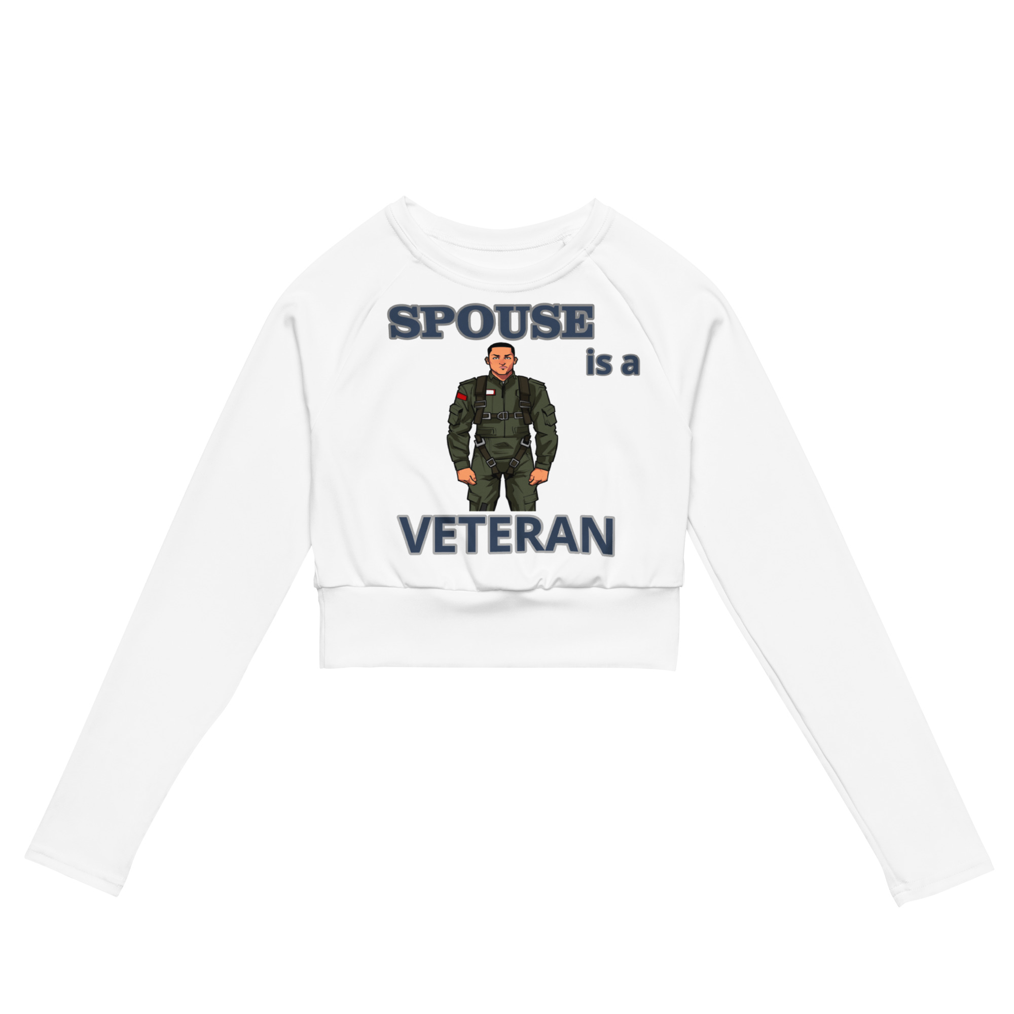 SPOUSE IS A VETERAN TOO FIFE Recycled Long-Sleeve Crop Top