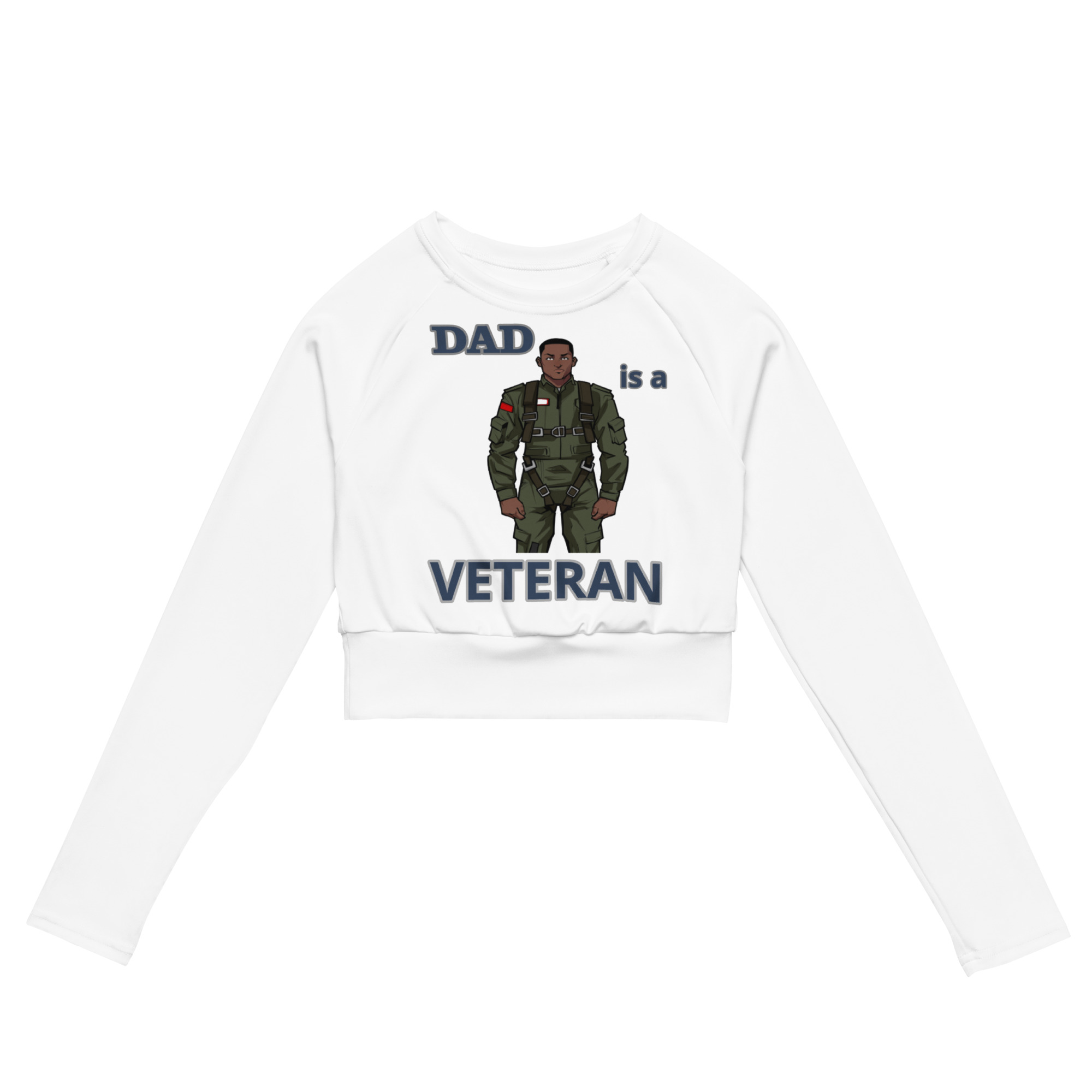 DAD IS A VETERAN TOO FIFE Recycled Long-Sleeve Crop Top