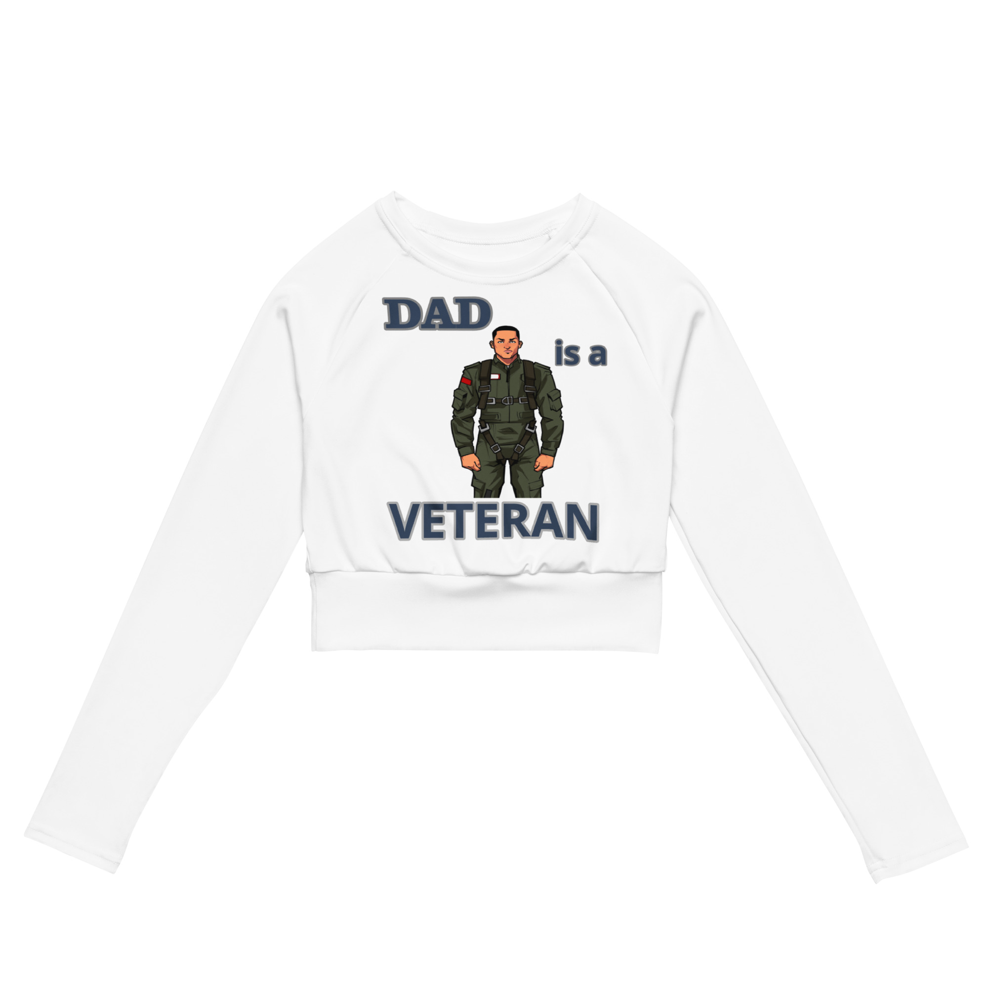 DAD IS A VETERAN TOO FIFE Recycled Long-Sleeve Crop Top