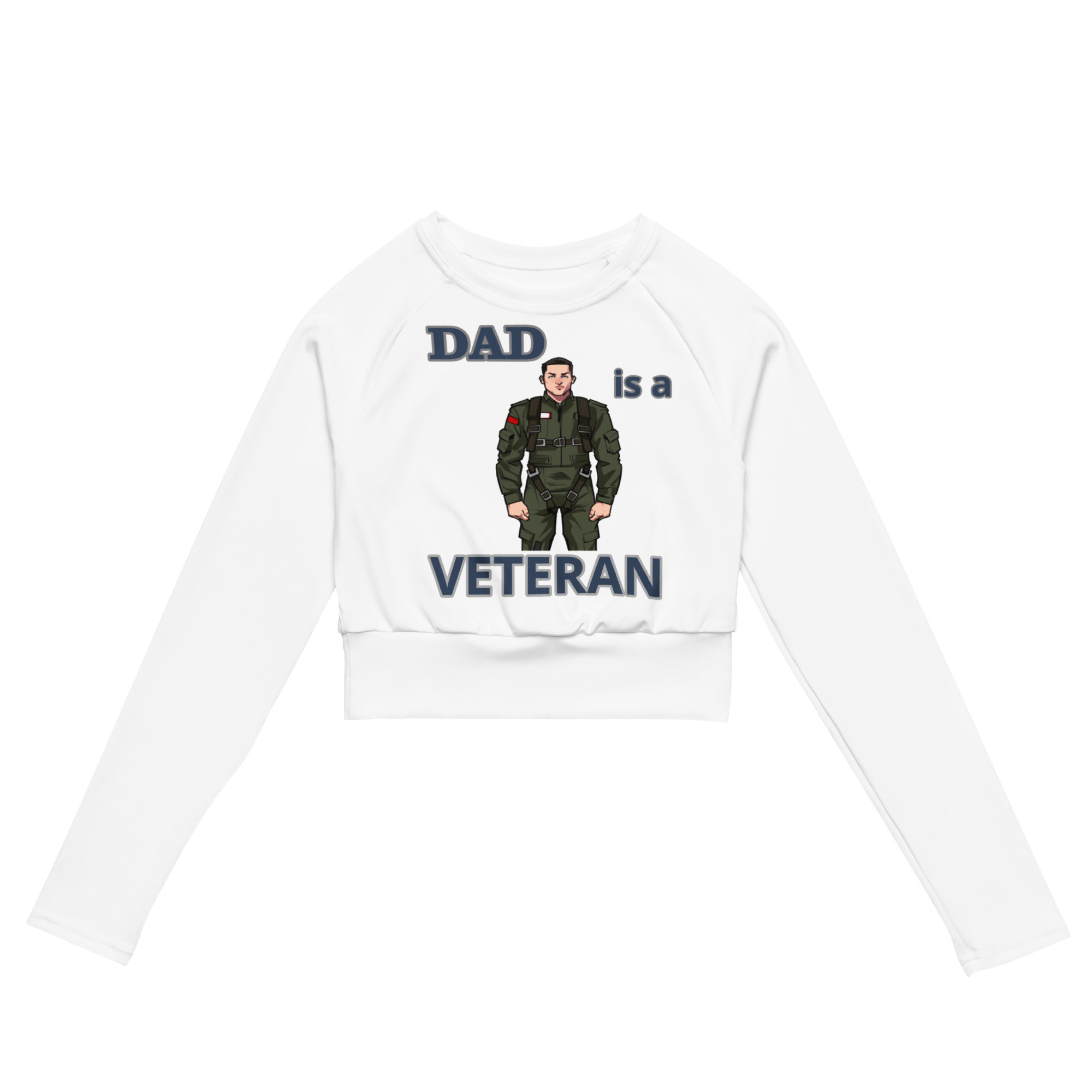 DAD IS A VETERAN TOO FIFE Recycled Long-Sleeve Crop Top