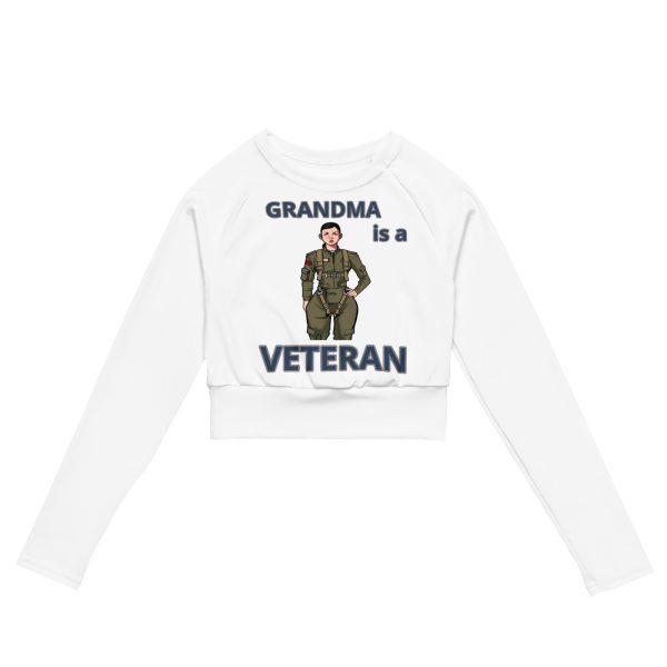 GRANDMA IS A VETERAN TOO FIFE Recycled Long-Sleeve Crop Top