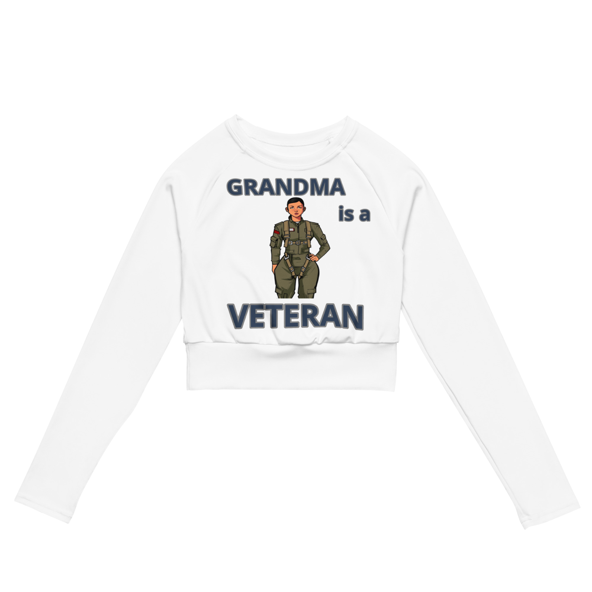 GRANDMA IS A VETERAN TOO FIFE Recycled Long-Sleeve Crop Top