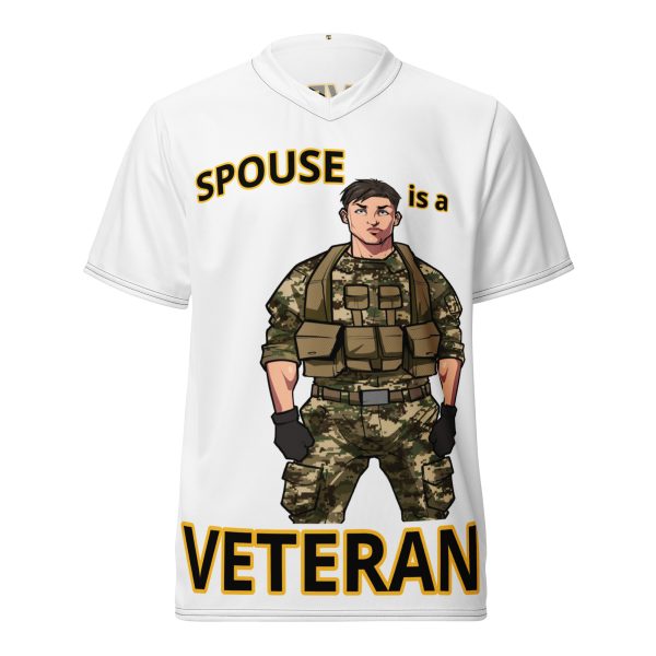 SPOUSE IS A VETERAN TOO FIFE Recycled Unisex Sports Jersey