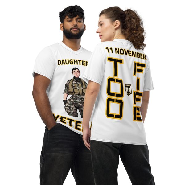 DAUGHTER IS A VETERAN TOO FIFE Recycled Unisex Sports Jersey