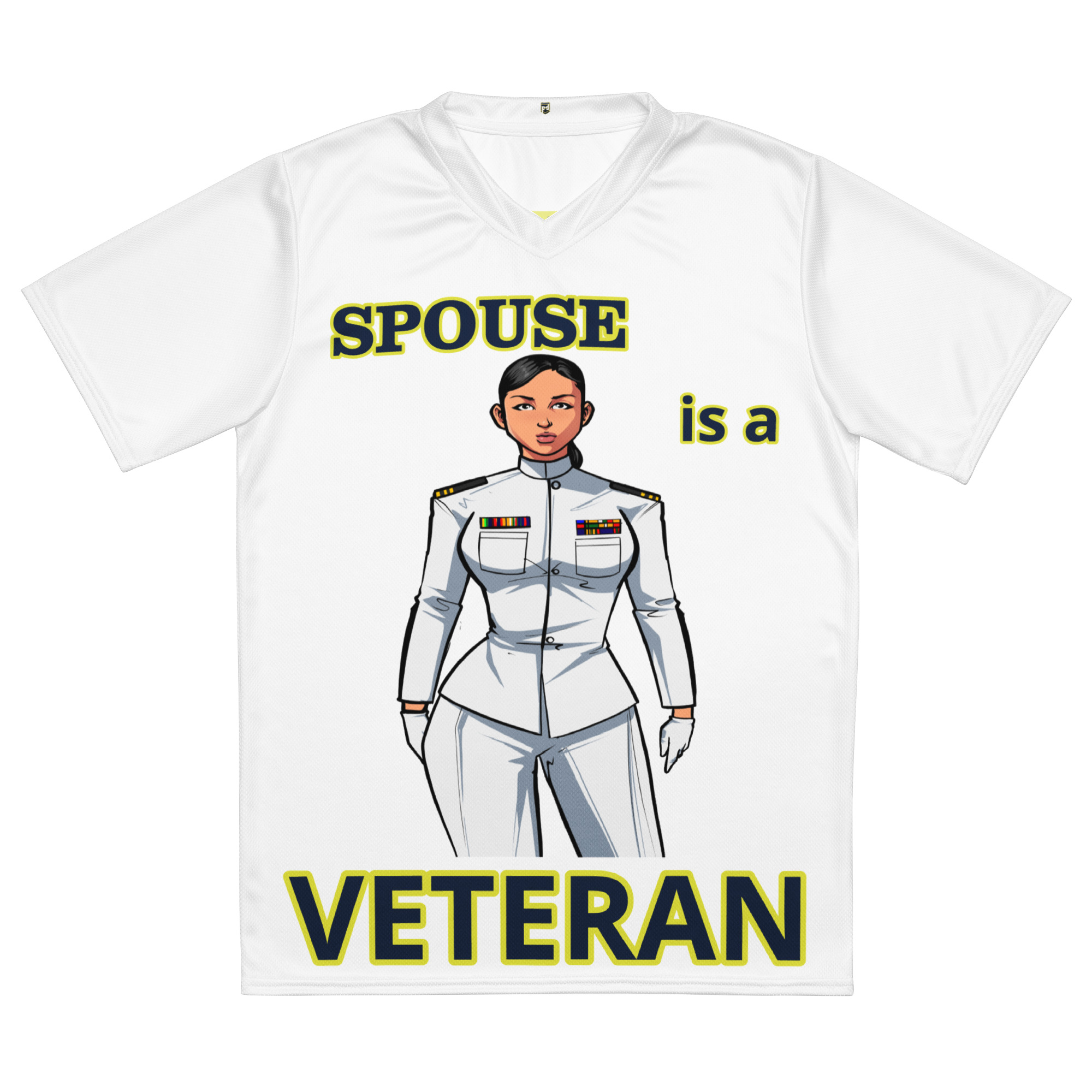 SPOUSE IS A VETERAN TOO FIFE Recycled Unisex Sports Jersey
