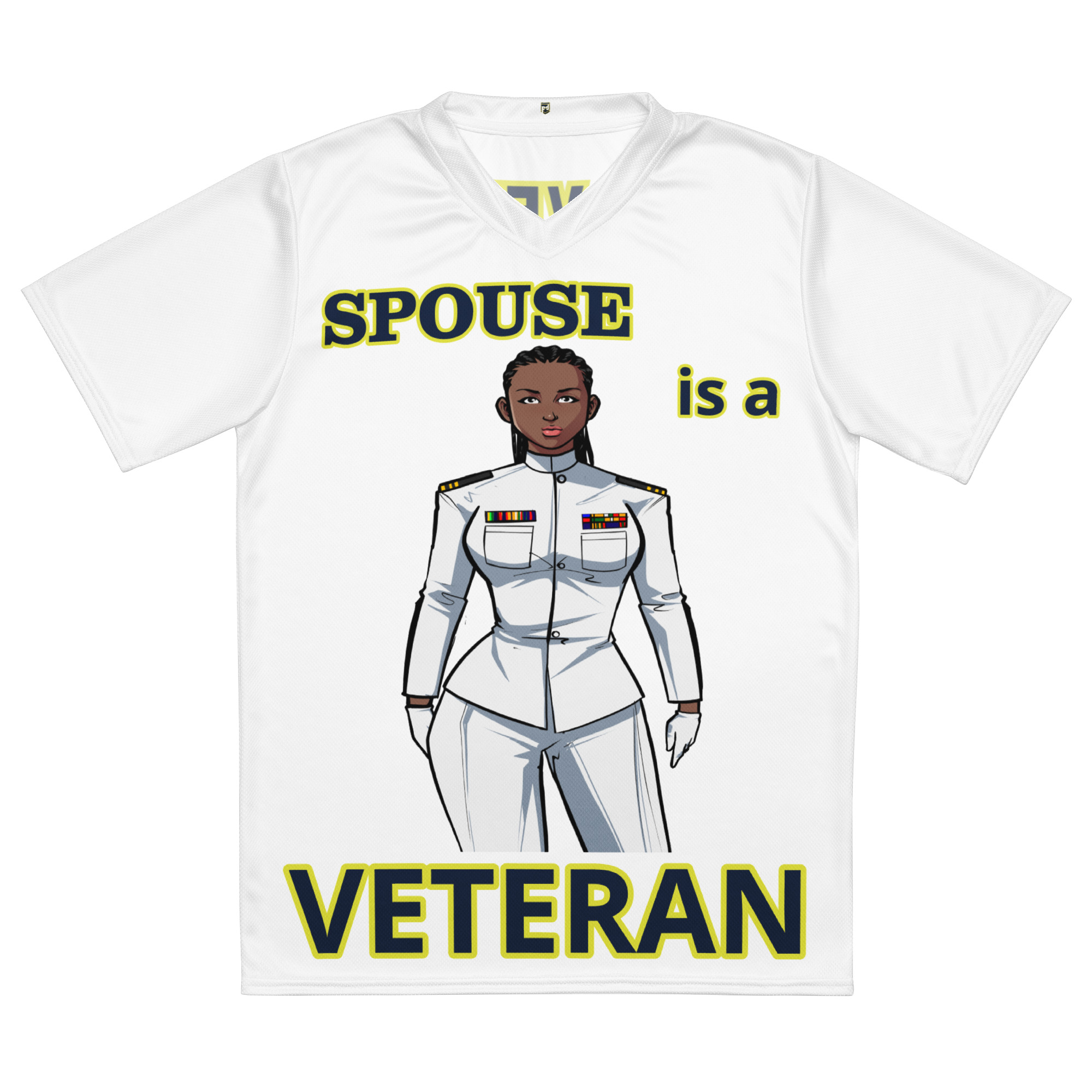 SPOUSE IS A VETERAN TOO FIFE Recycled Unisex Sports Jersey