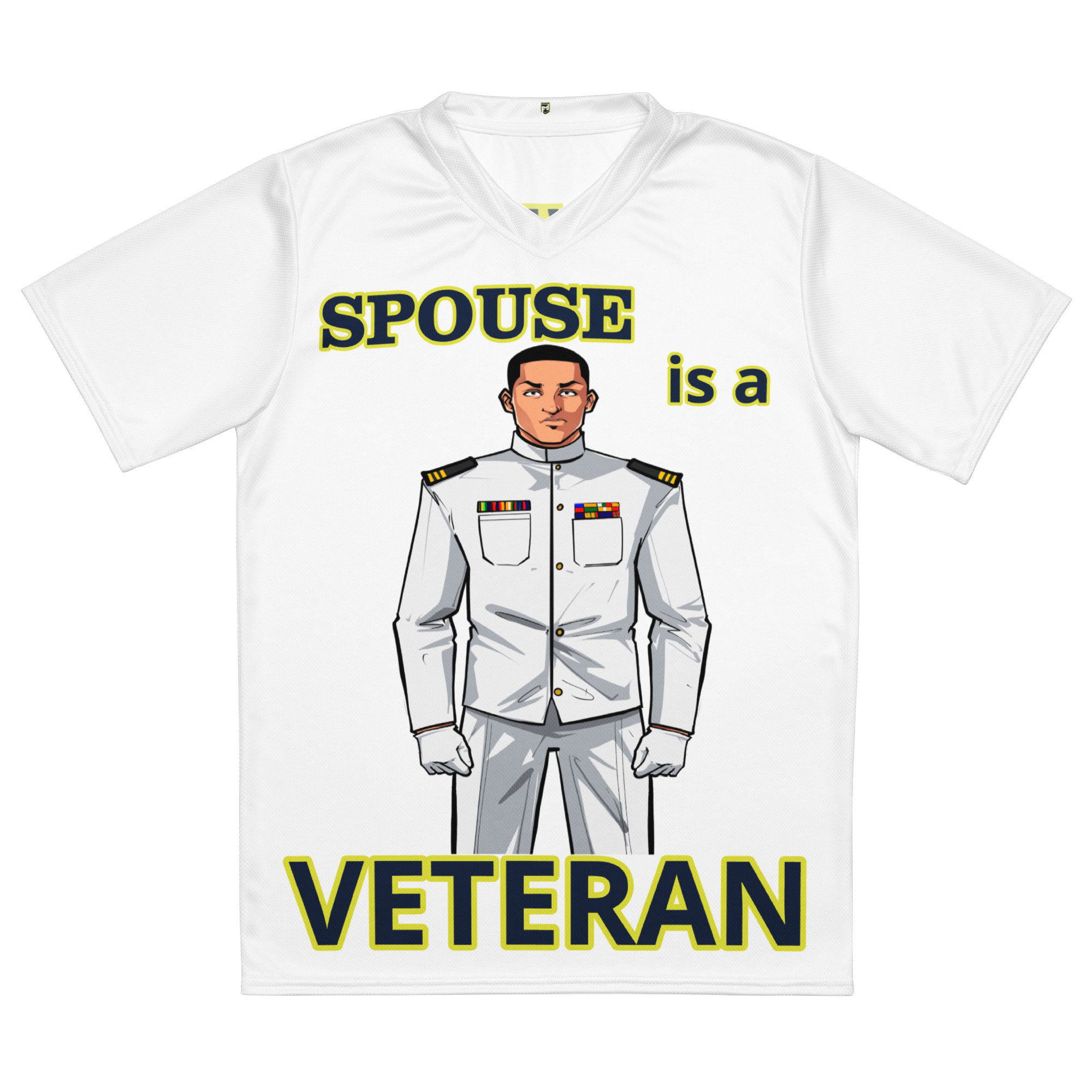 SPOUSE IS A VETERAN TOO FIFE Recycled Unisex Sports Jersey