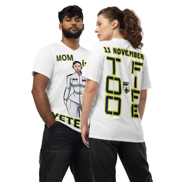 MOM IS A VETERAN TOO FIFE Recycled Unisex Sports Jersey
