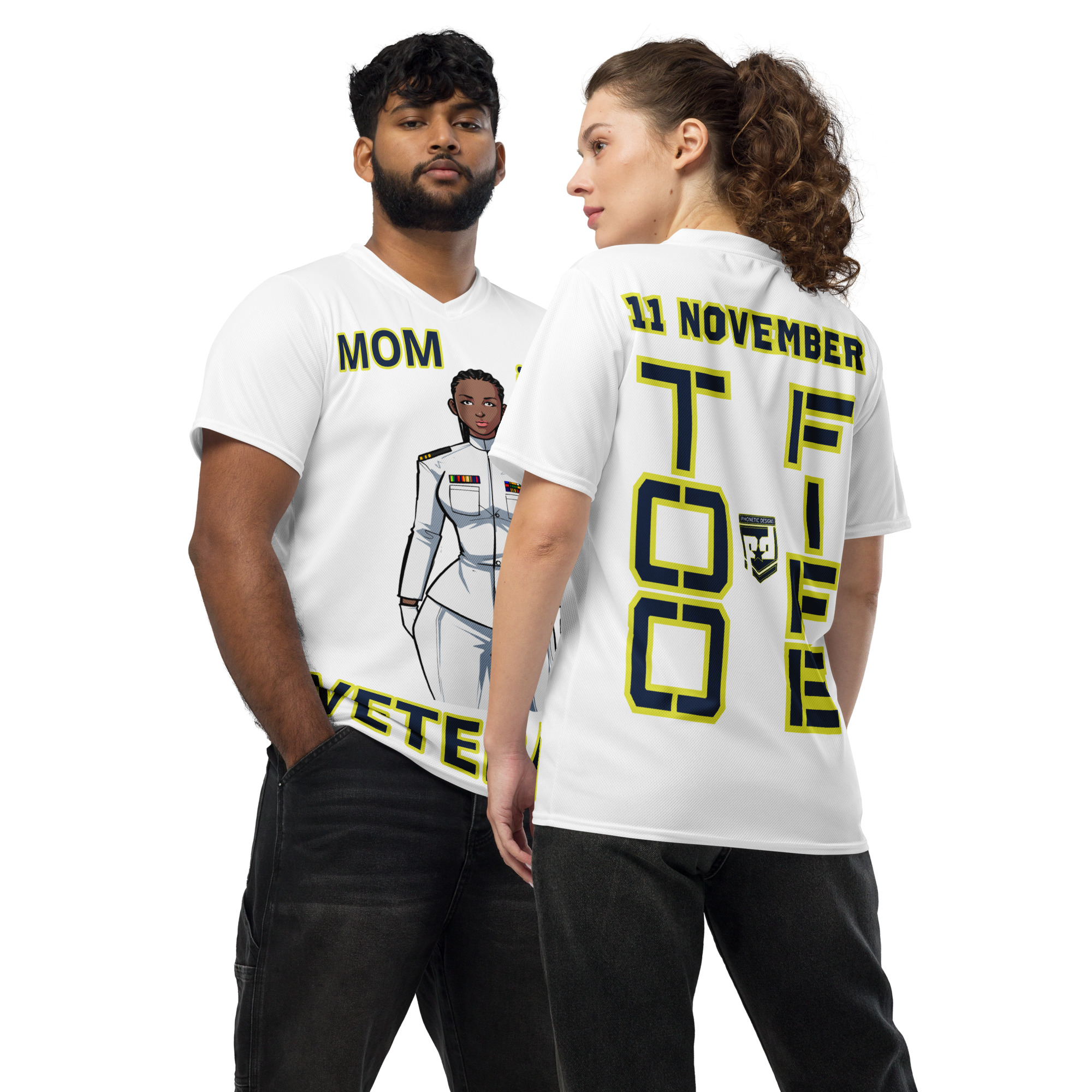 MOM IS A VETERAN TOO FIFE Recycled Unisex Sports Jersey