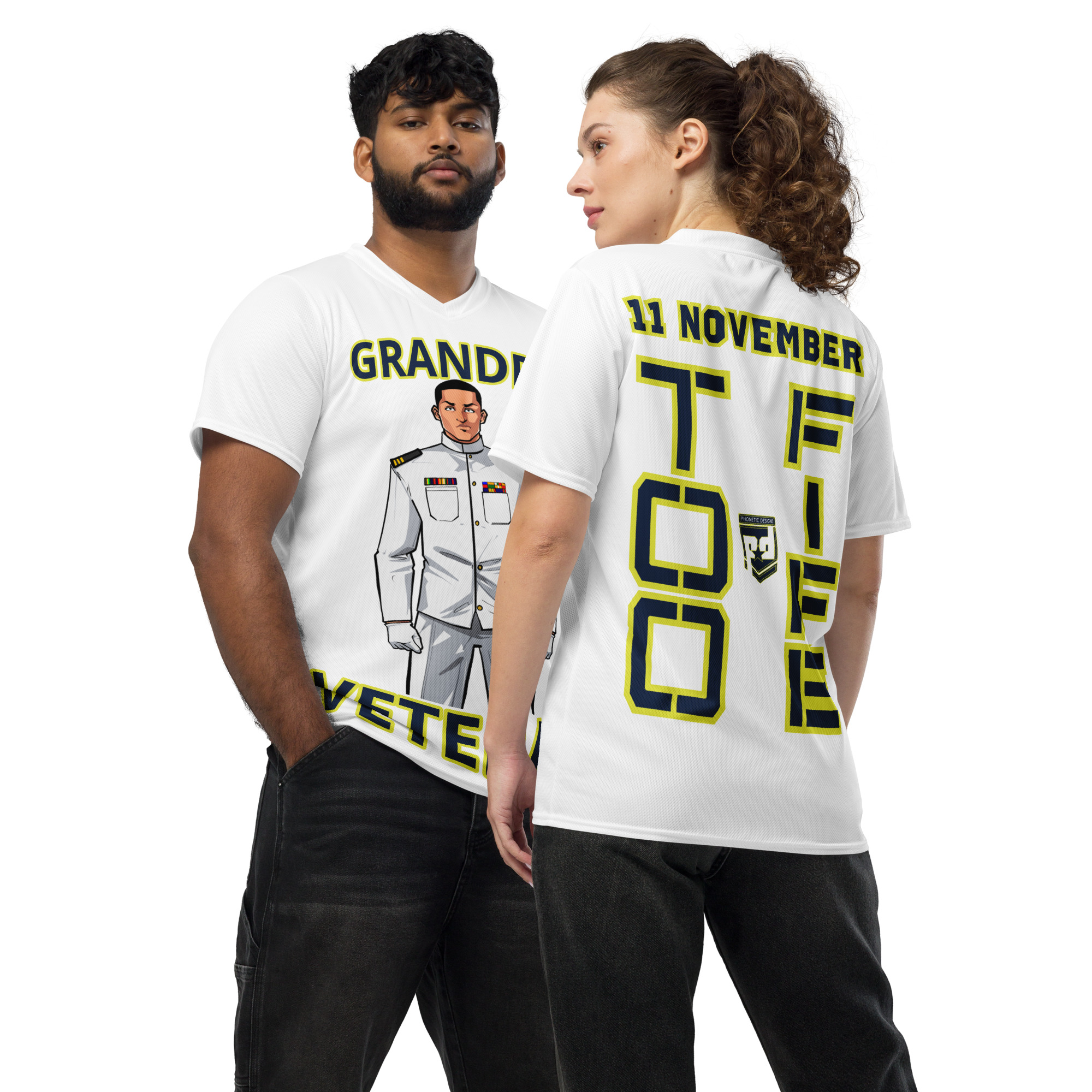 GRANDPA IS A VETERAN TOO FIFE Recycled Unisex Sports Jersey