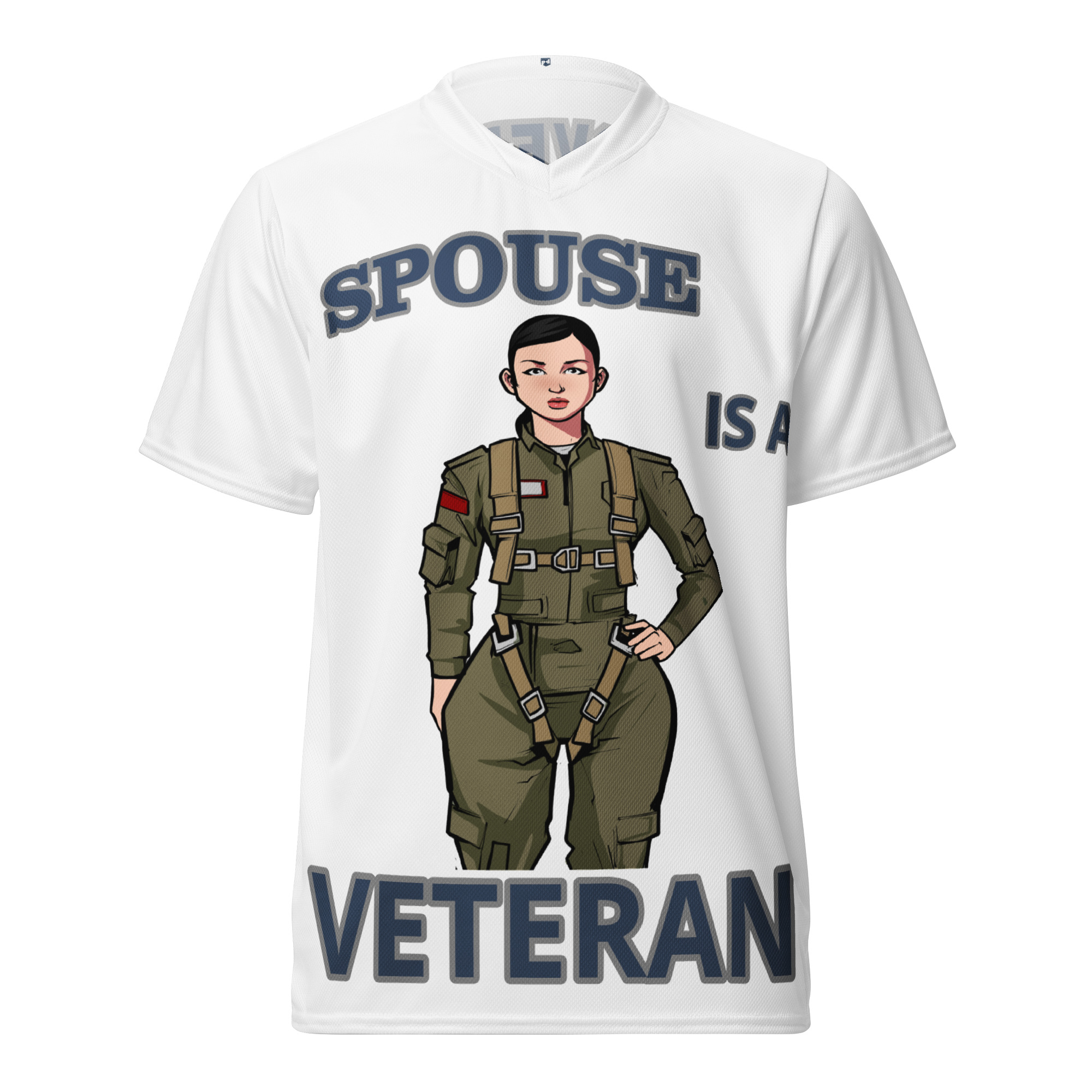 SPOUSE IS A VETERAN TOO FIFE Recycled Unisex Sports Jersey