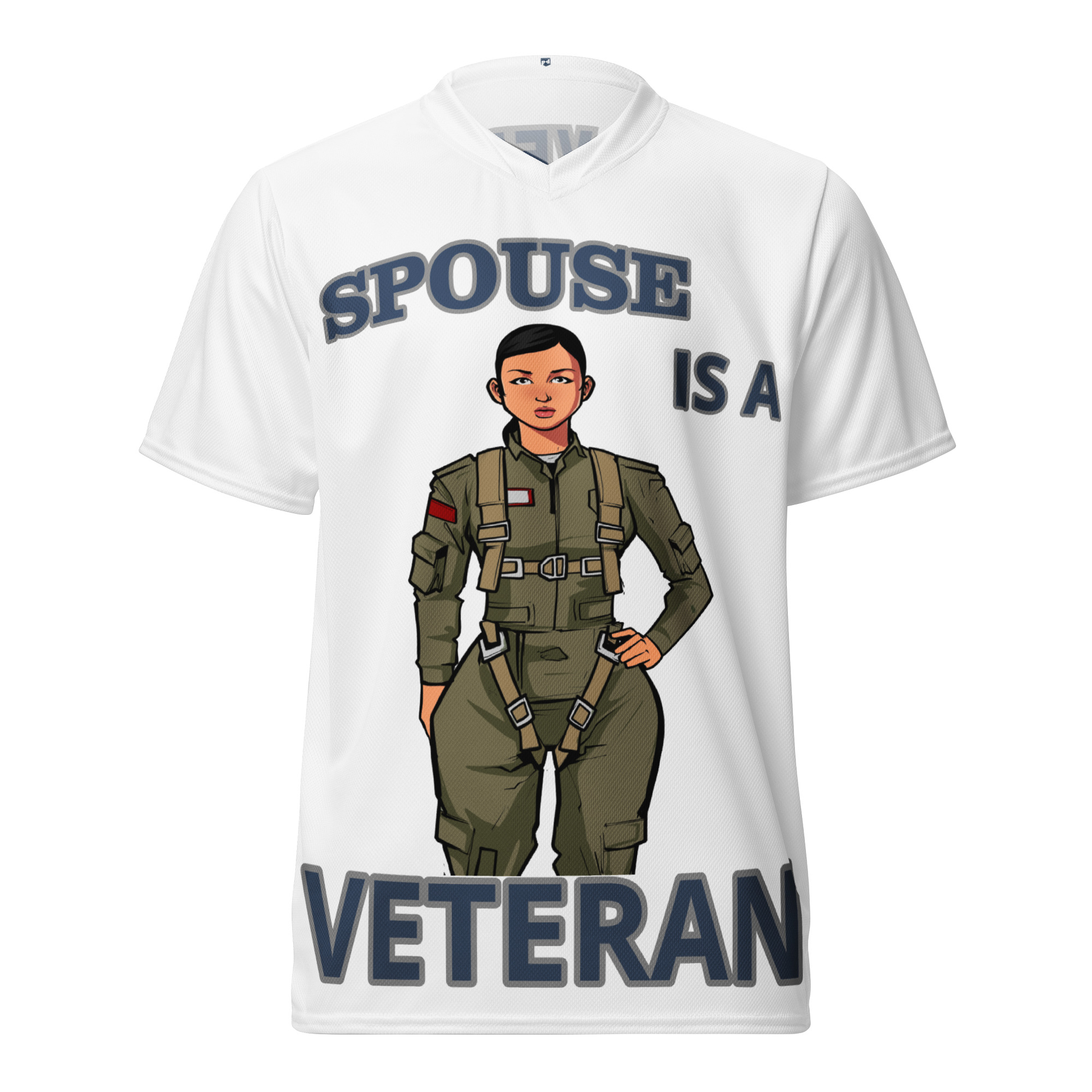 SPOUSE IS A VETERAN TOO FIFE Recycled Unisex Sports Jersey
