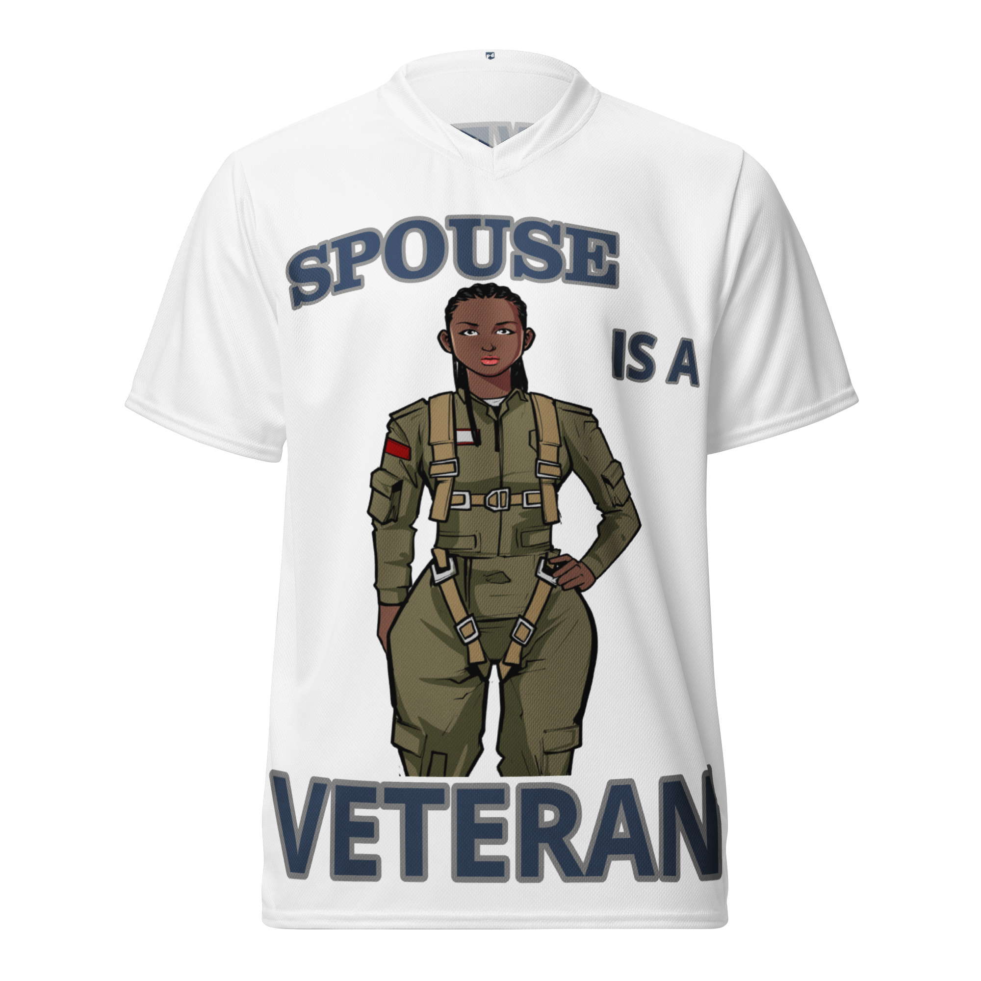 SPOUSE IS A VETERAN TOO FIFE Recycled Unisex Sports Jersey