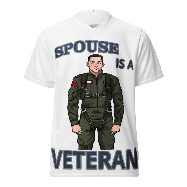 SPOUSE IS A VETERAN TOO FIFE Recycled Unisex Sports Jersey
