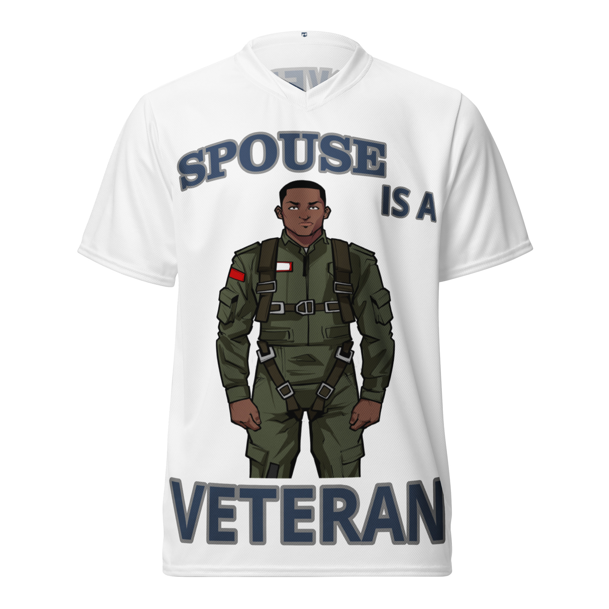 SPOUSE IS A VETERAN TOO FIFE Recycled Unisex Sports Jersey