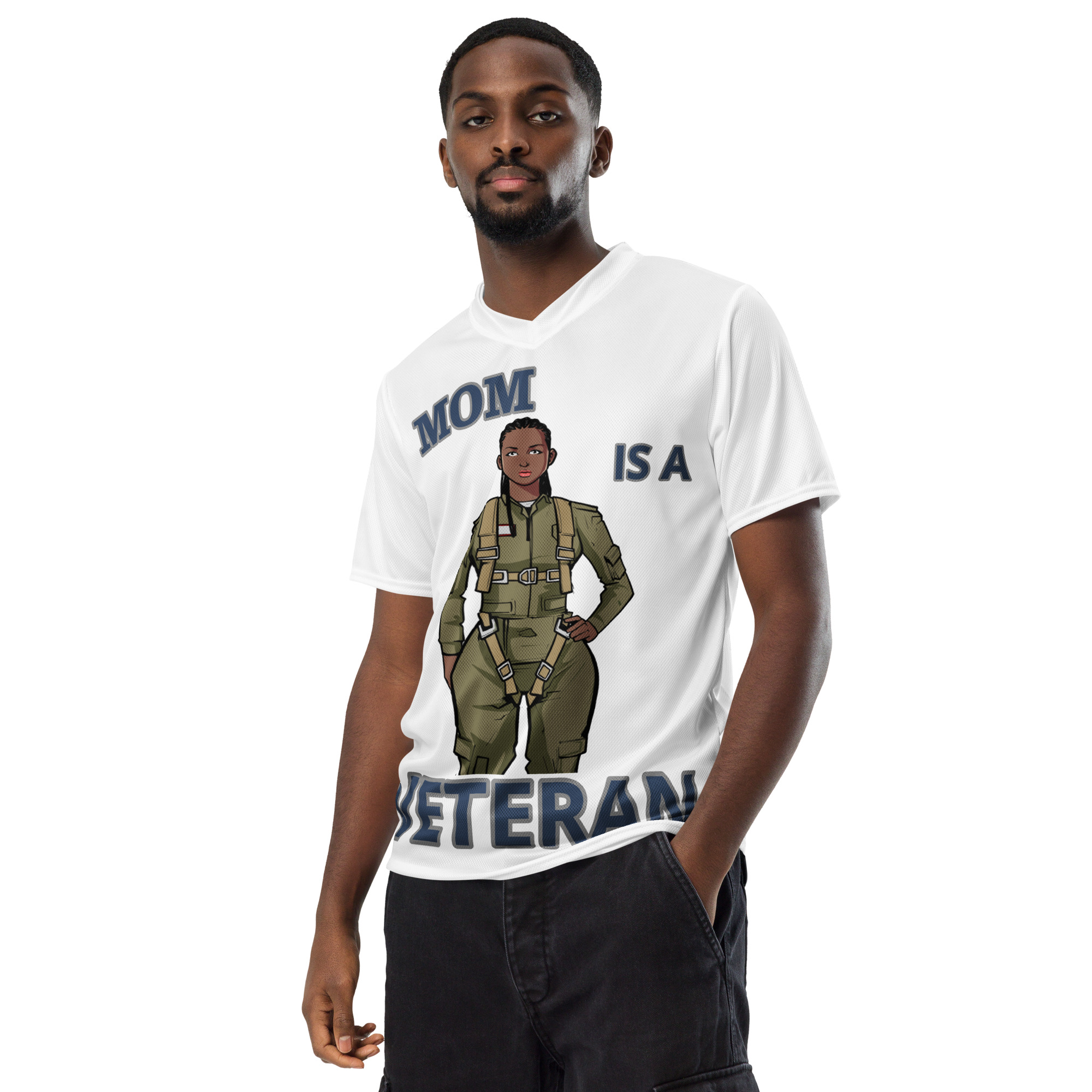 MOM IS A VETERAN TOO FIFE Recycled Unisex Sports Jersey