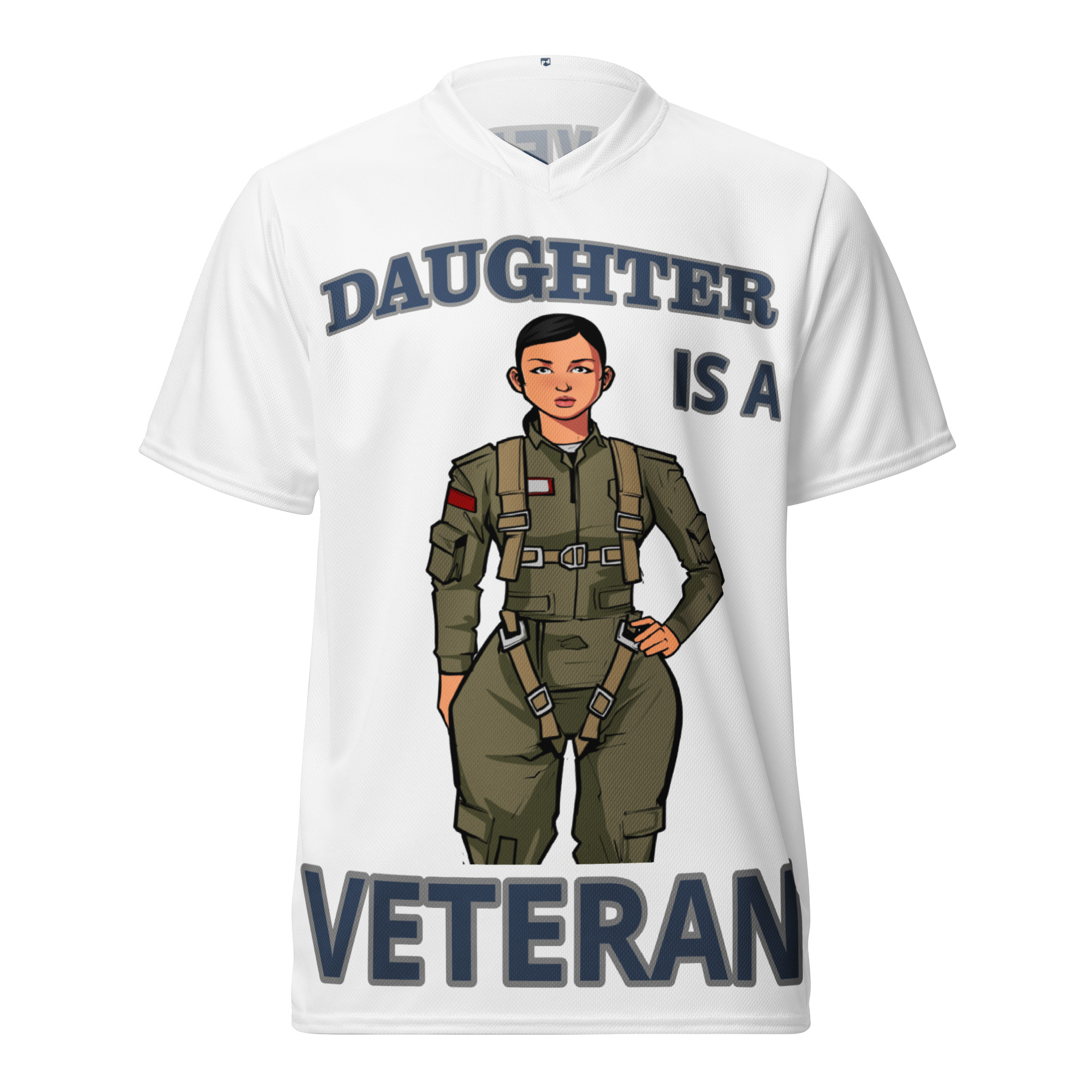 DAUGHTER IS A VETERAN TOO FIFE Recycled Unisex Sports Jersey