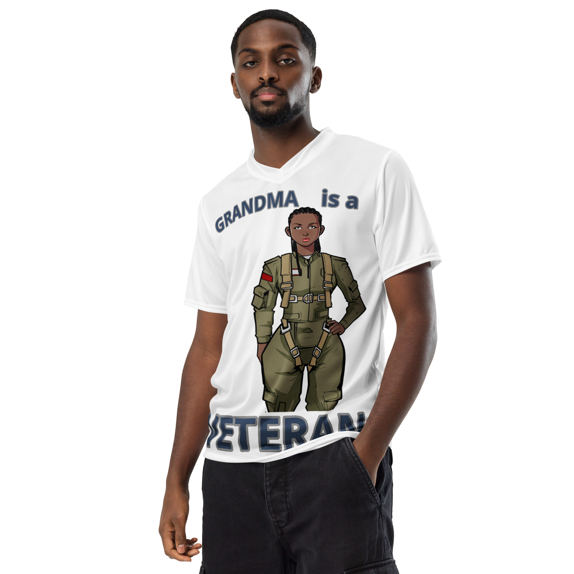 GRANDMA IS A VETERAN TOO FIFE Recycled Unisex Sports Jersey