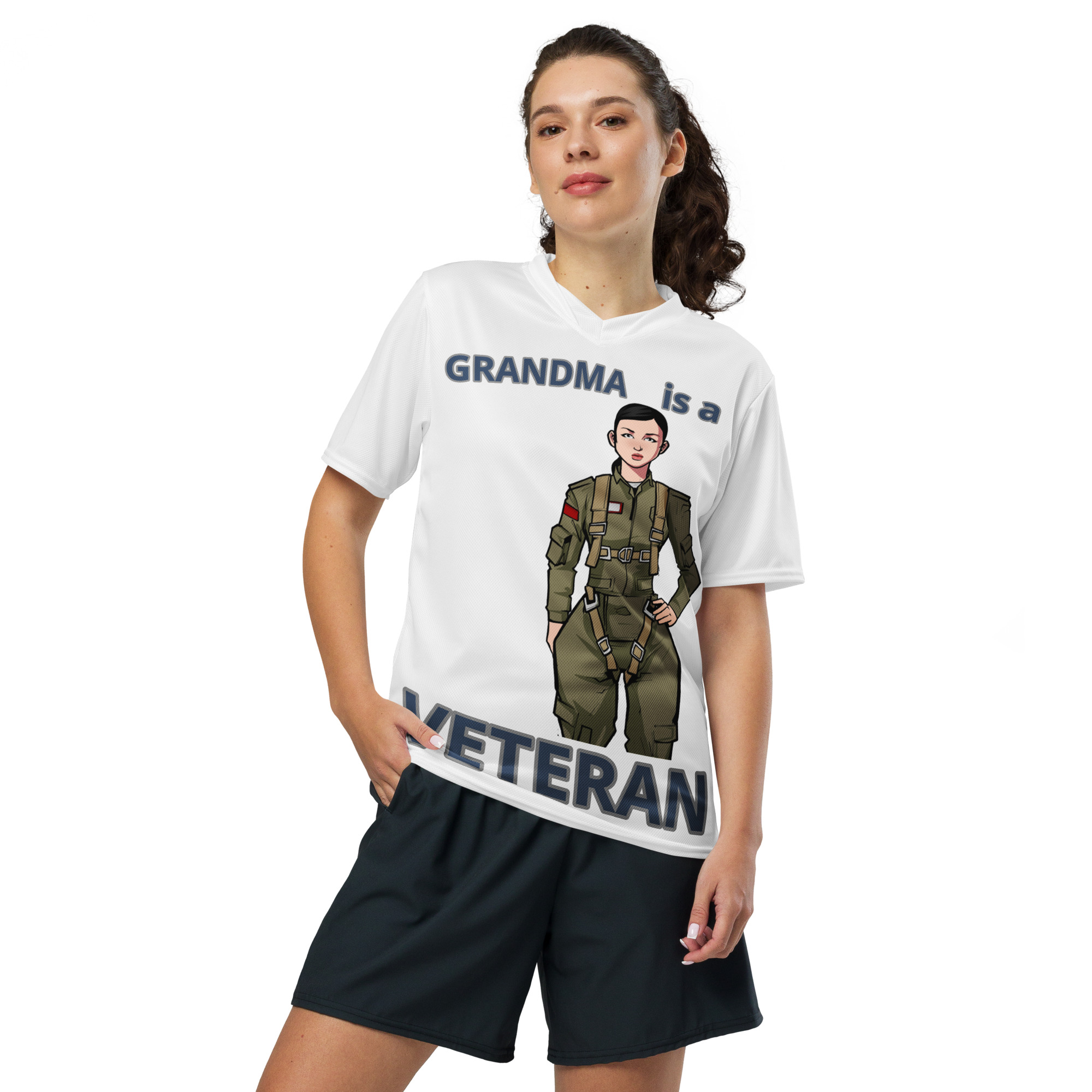 GRANDMA IS A VETERAN TOO FIFE Recycled Unisex Sports Jersey
