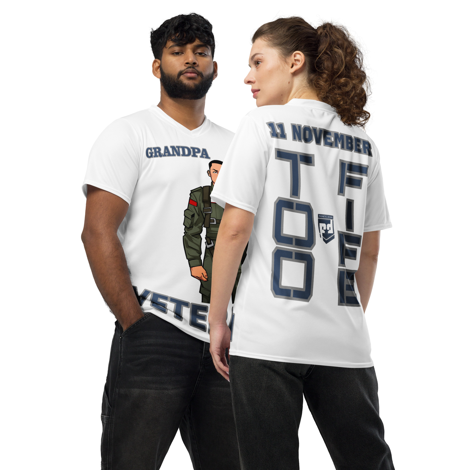 GRANDPA IS A VETERAN TOO FIFE Recycled Unisex Sports Jersey