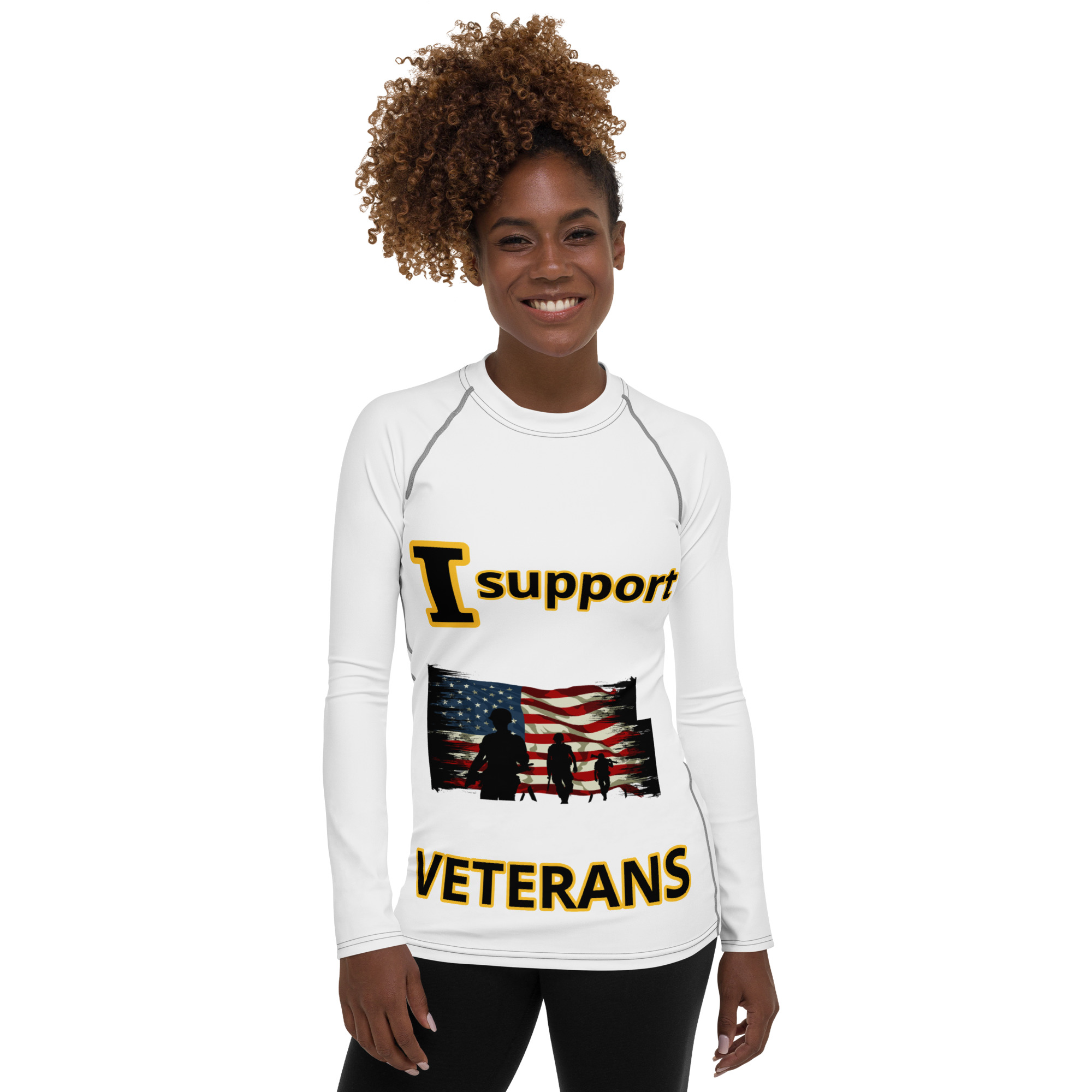 I SUPPORT VETERANS TOO FIFE Women's Rash Guard
