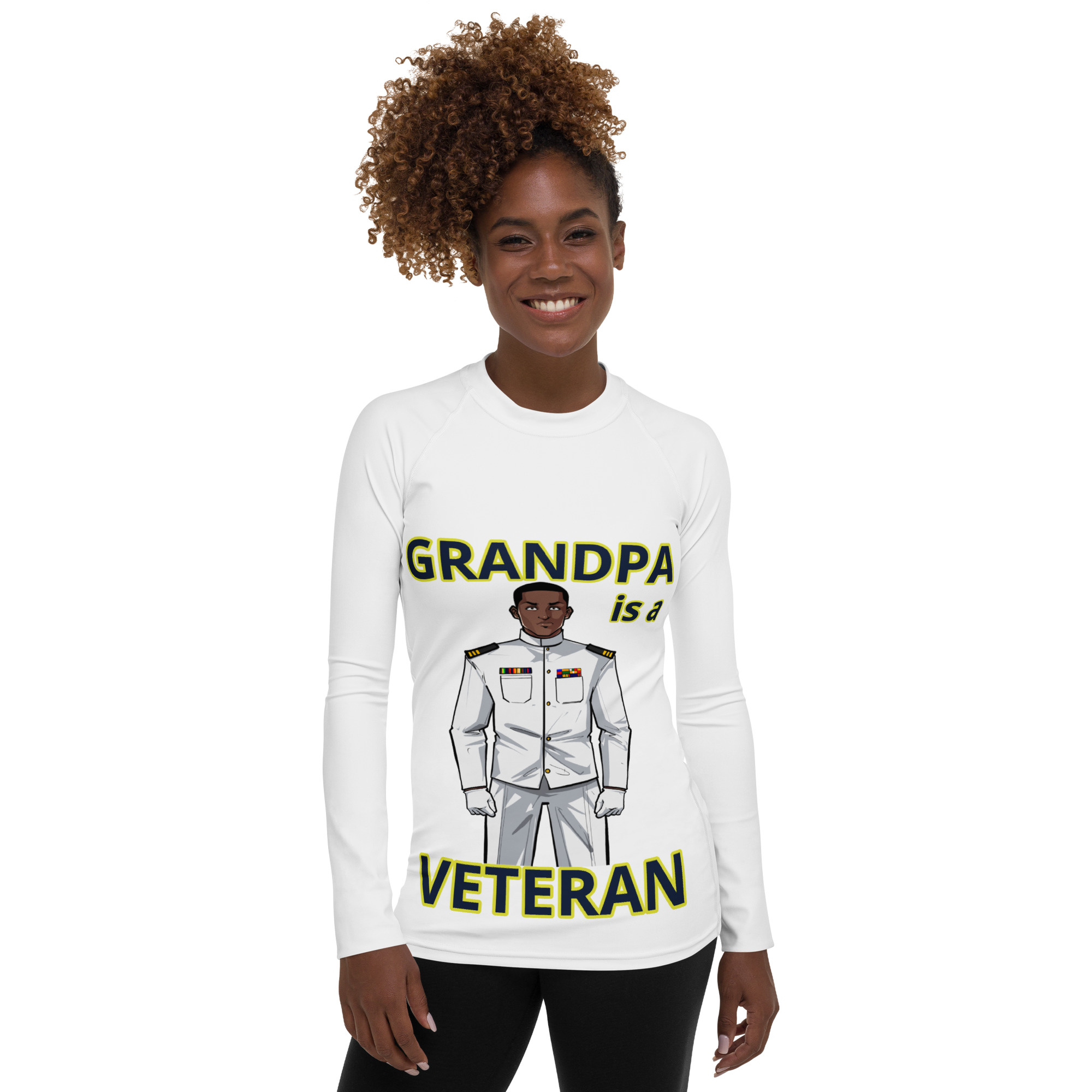 GRANDPA IS A VETERAN TOO FIFE Women's Rash Guard