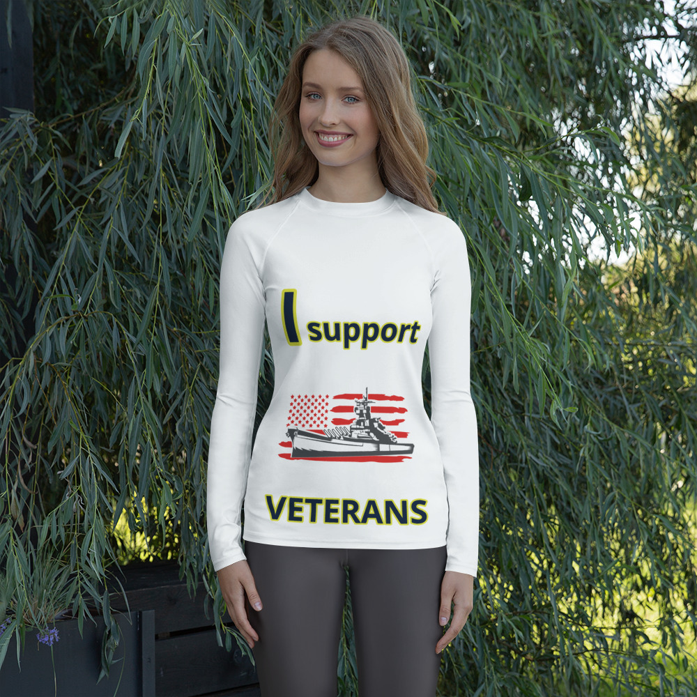 I SUPPORT VETERANS TOO FIFE Women's Rash Guard