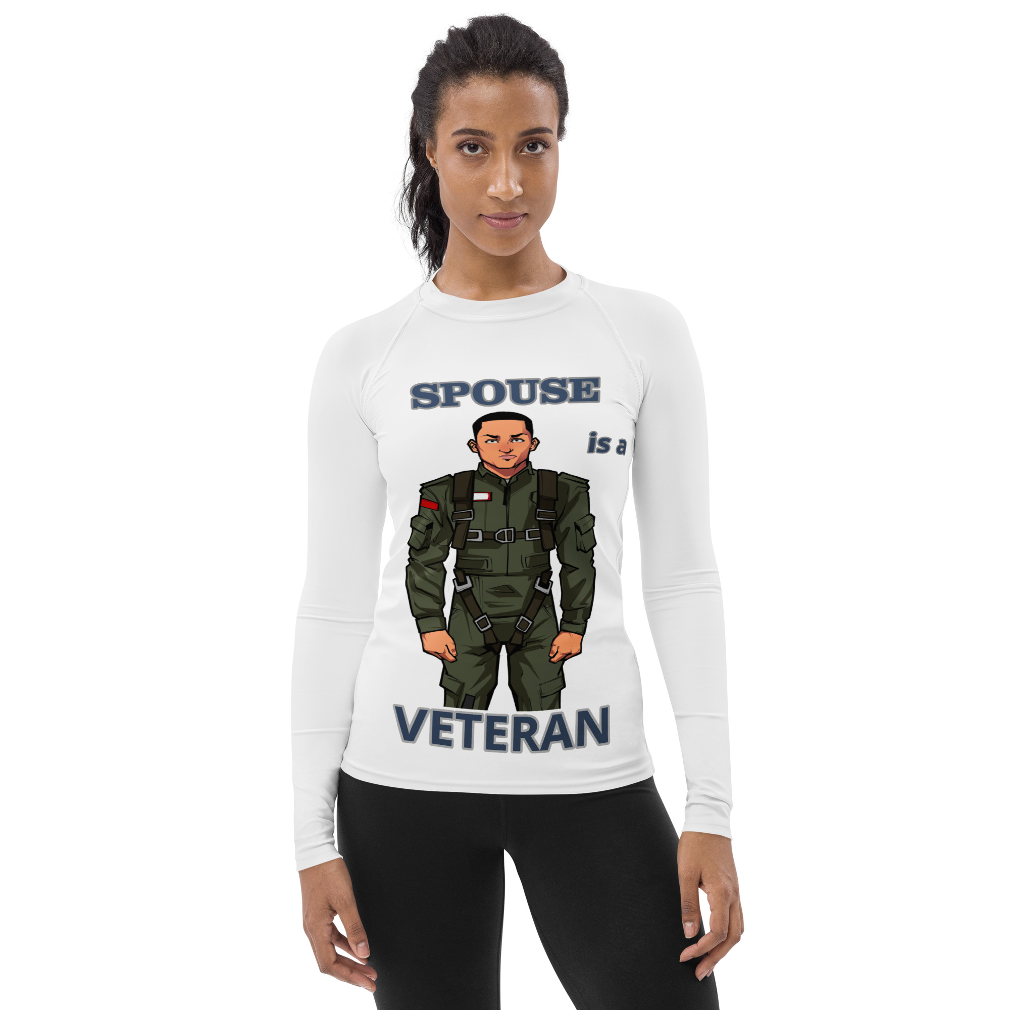SPOUSE IS A VETERAN TOO FIFE Women's Rash Guard