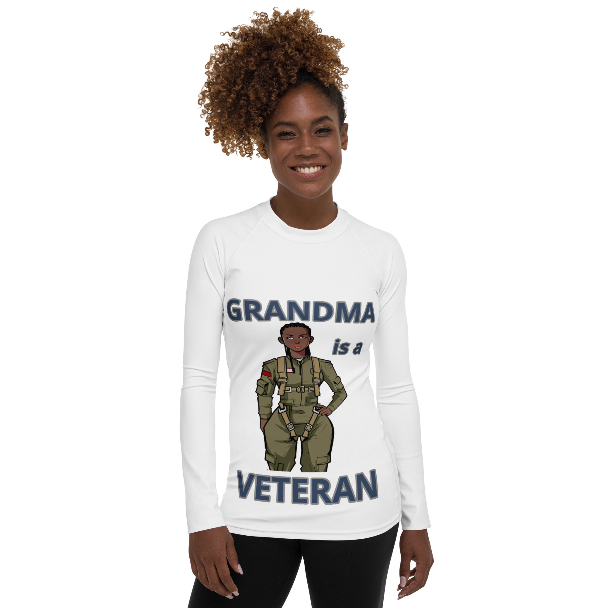 GRANDMA IS A VETERAN TOO FIFE Women's Rash Guard