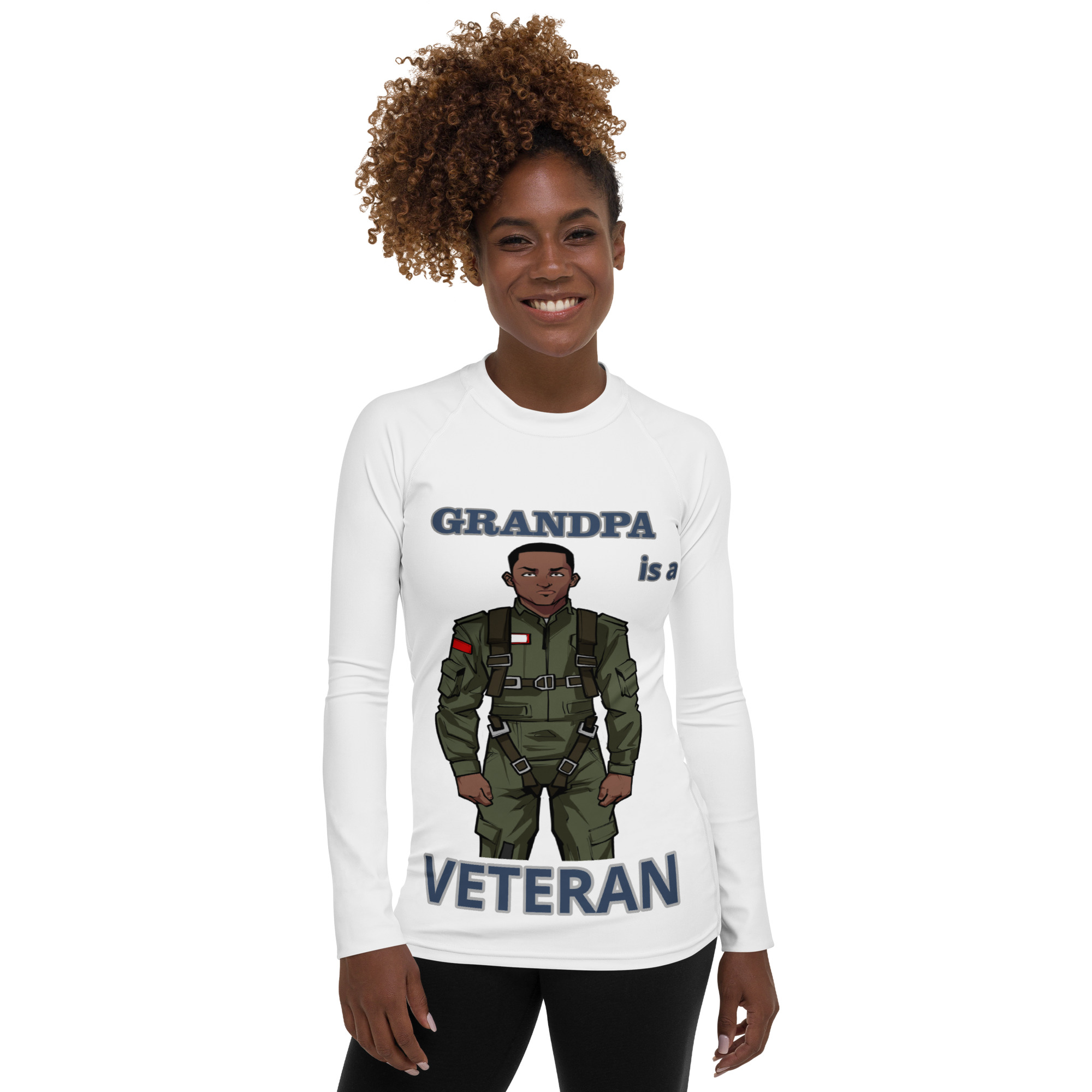 GRANDPA IS A VETERAN TOO FIFE Women's Rash Guard