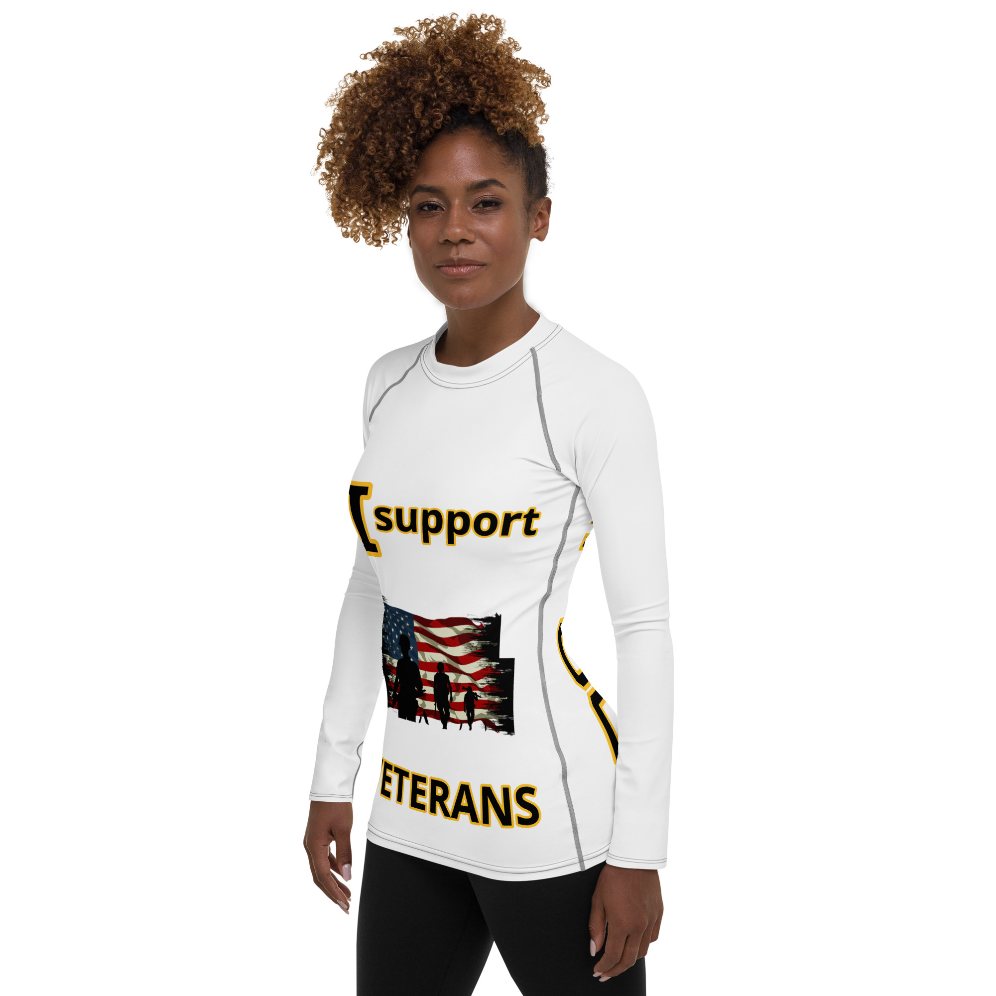 I SUPPORT VETERANS TOO FIFE Women's Rash Guard - Image 3