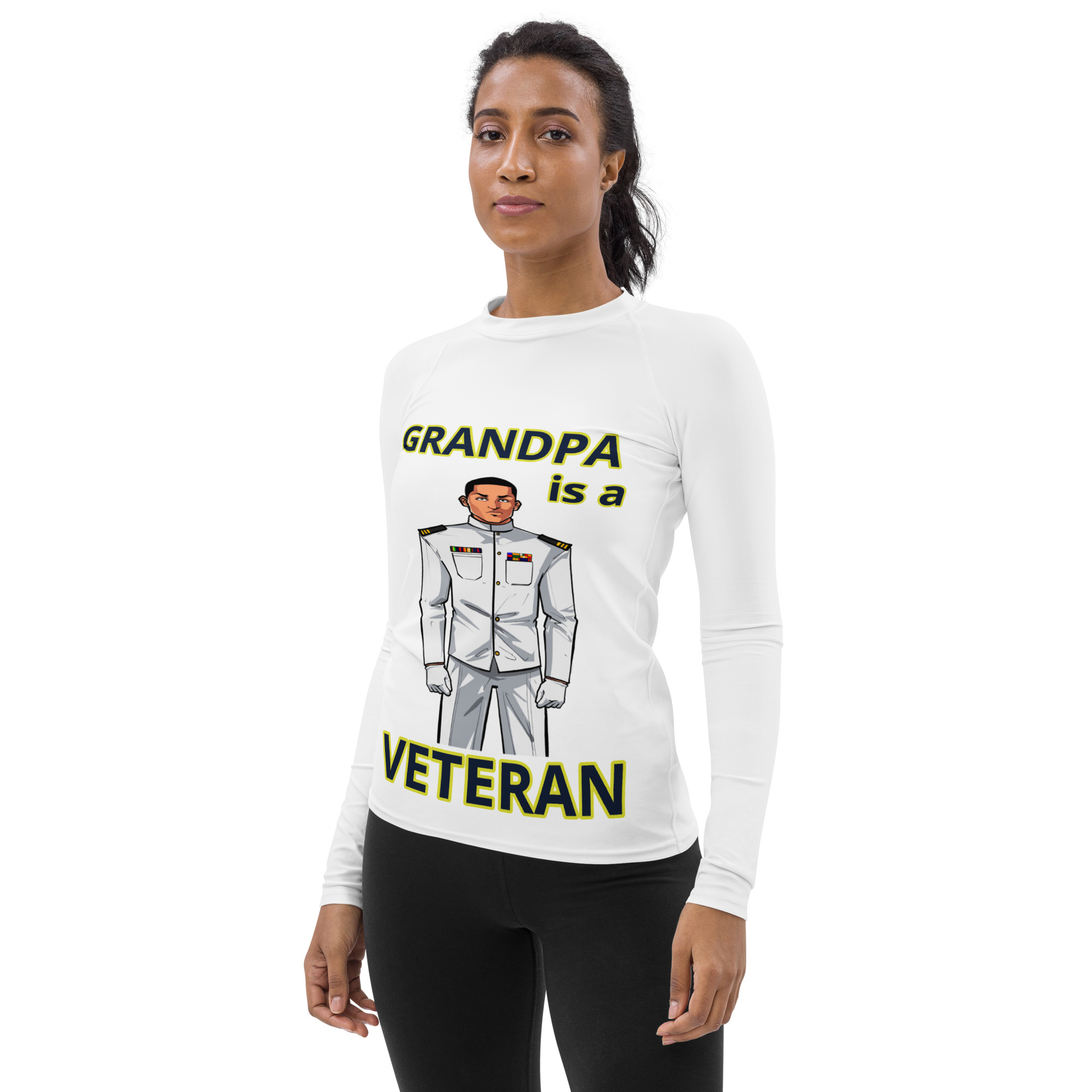 GRANDPA IS A VETERAN TOO FIFE Women's Rash Guard - Image 3