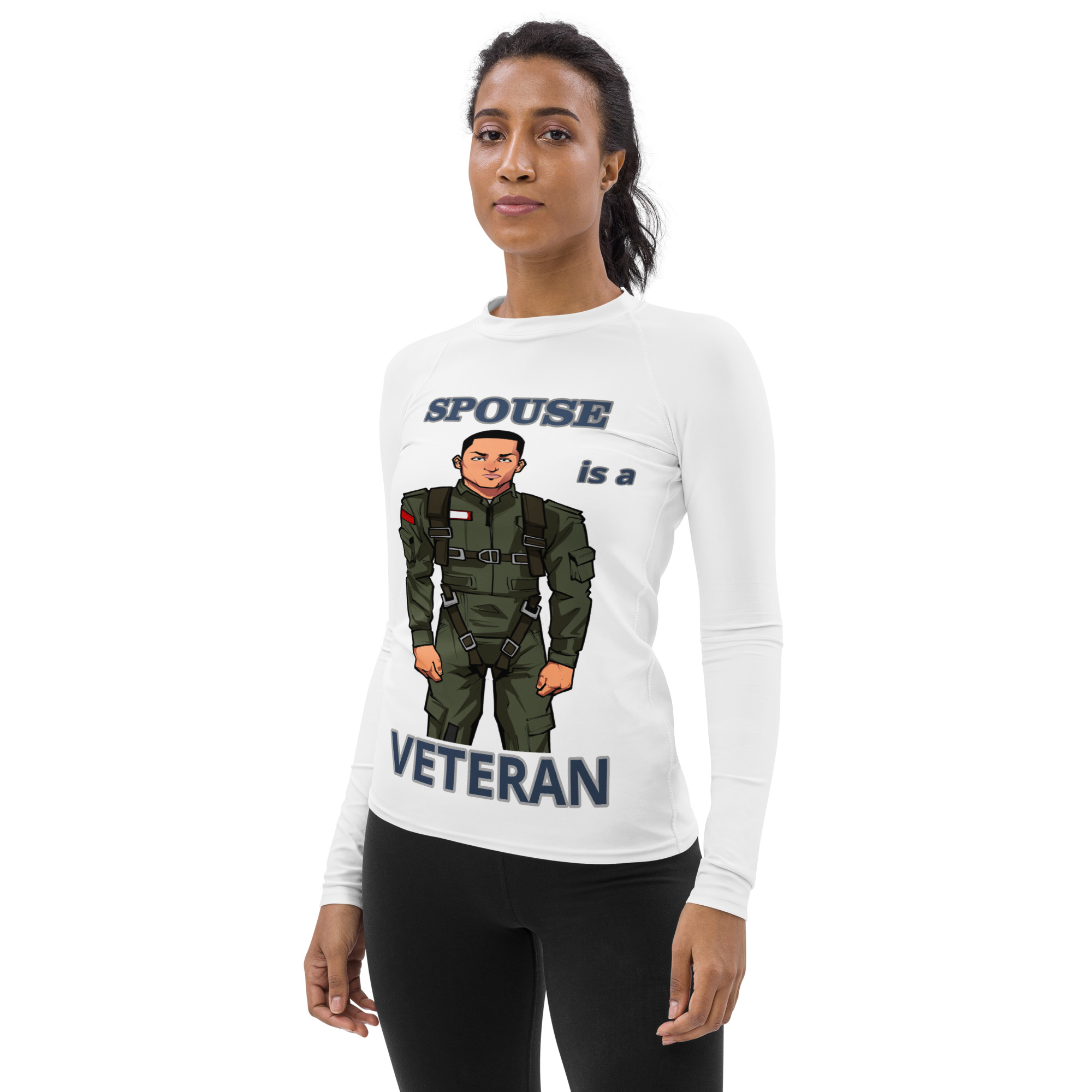 SPOUSE IS A VETERAN TOO FIFE Women's Rash Guard - Image 3