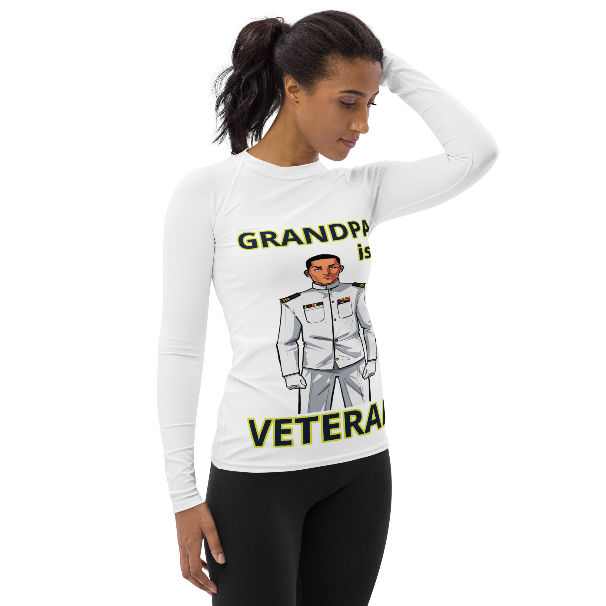GRANDPA IS A VETERAN TOO FIFE Women's Rash Guard - Image 4