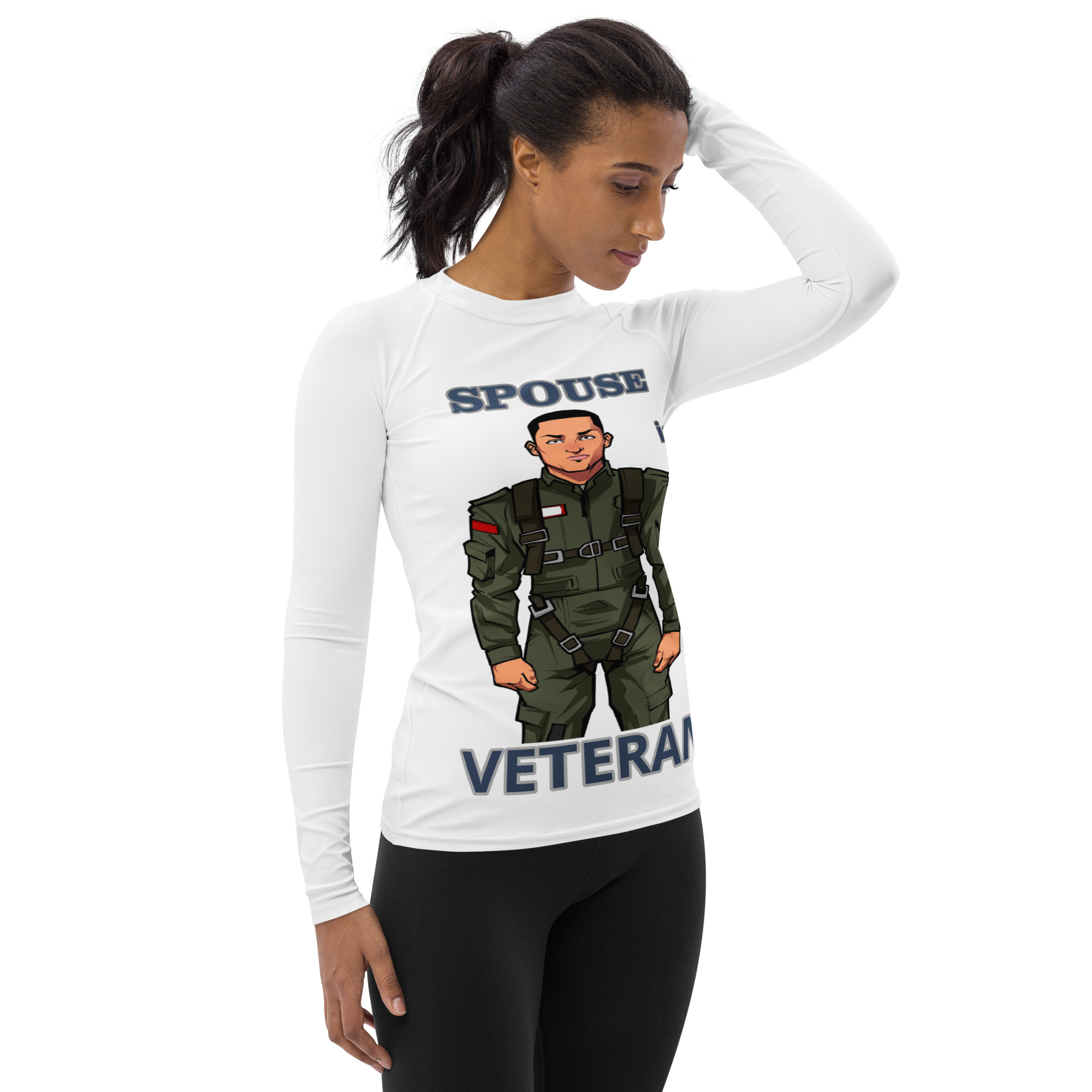 SPOUSE IS A VETERAN TOO FIFE Women's Rash Guard - Image 4