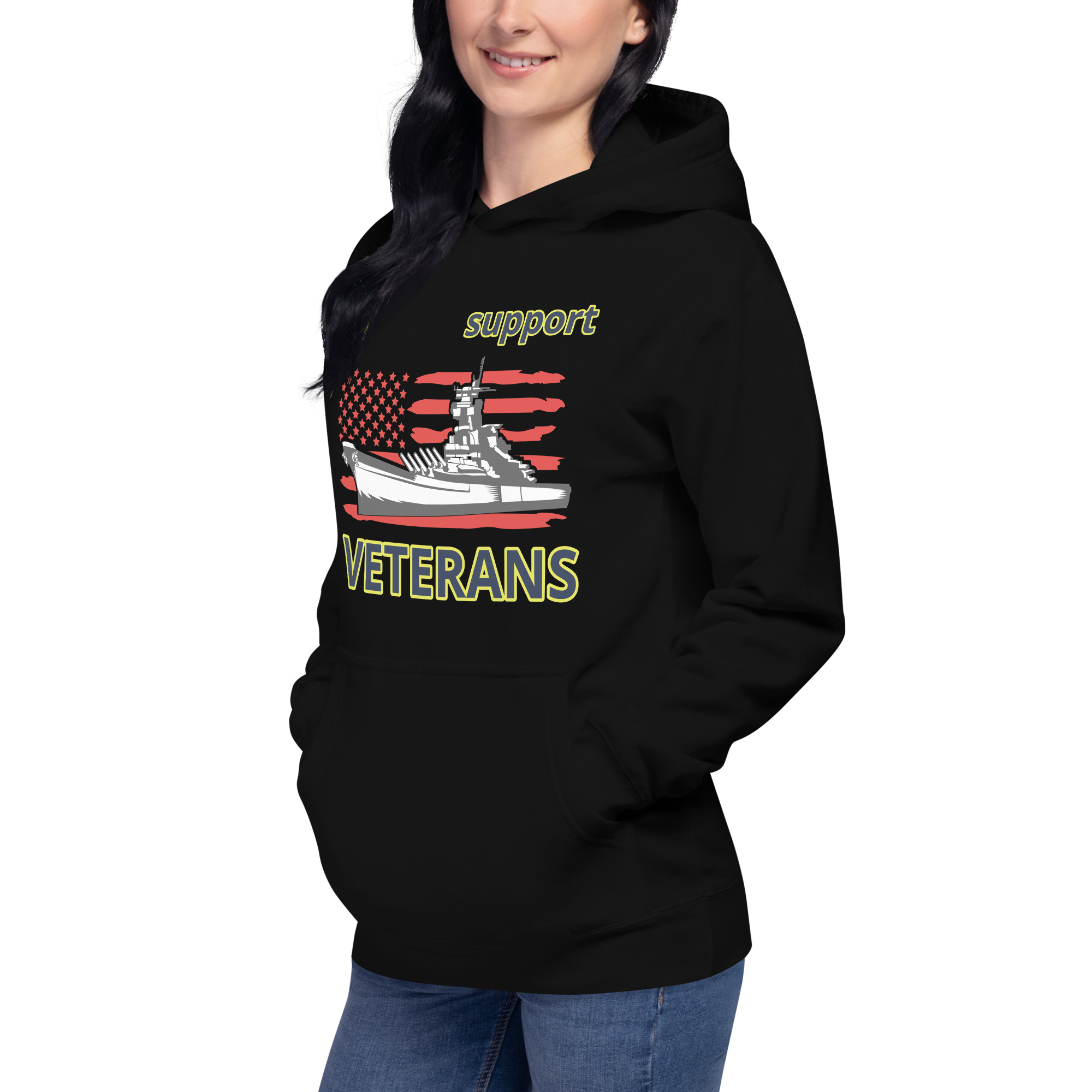 I SUPPORT VETERANS TOO FIFE Unisex Hoodie - Image 5