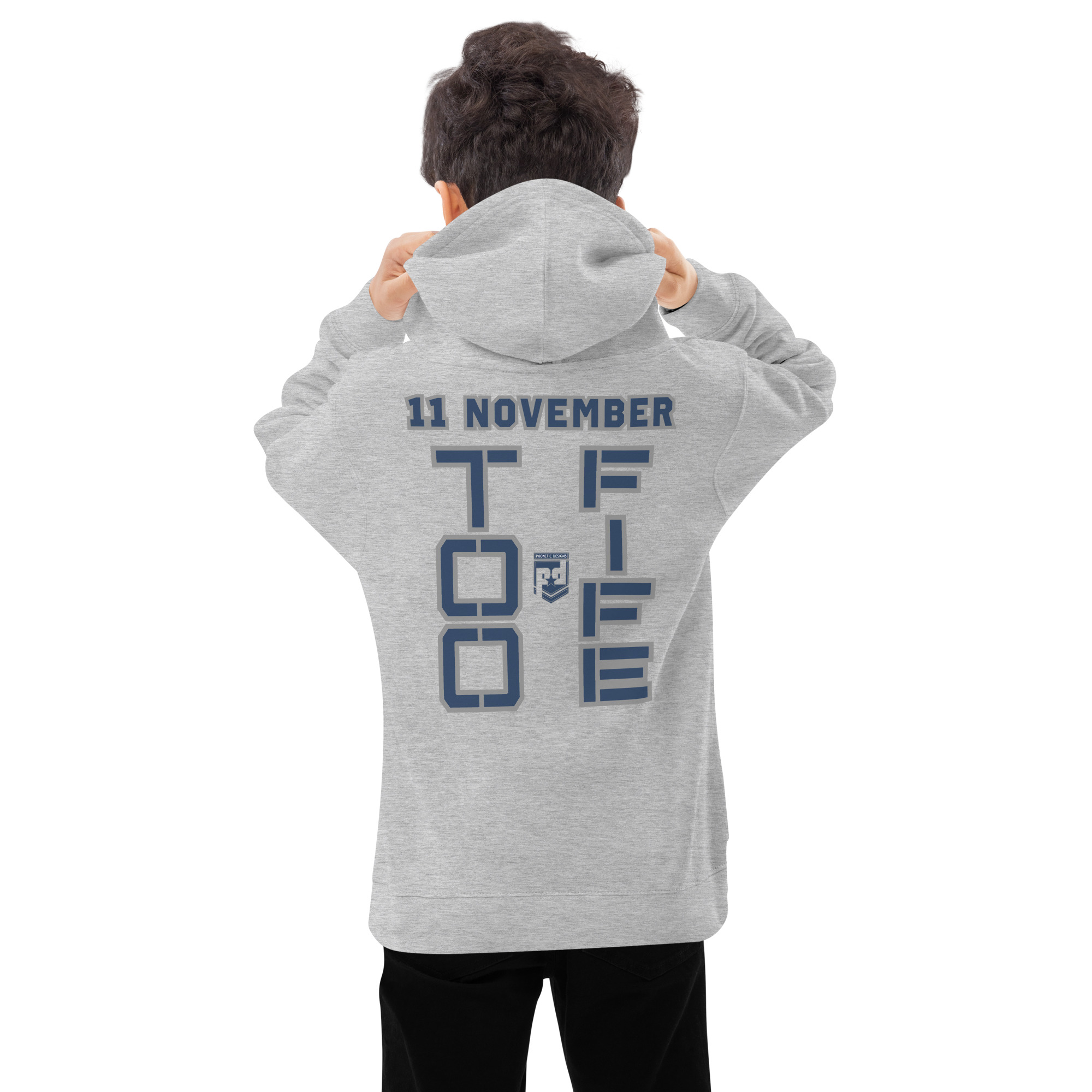 I SUPPORT VETERANS TOO FIFE Kids Fleece Hoodie - Image 9