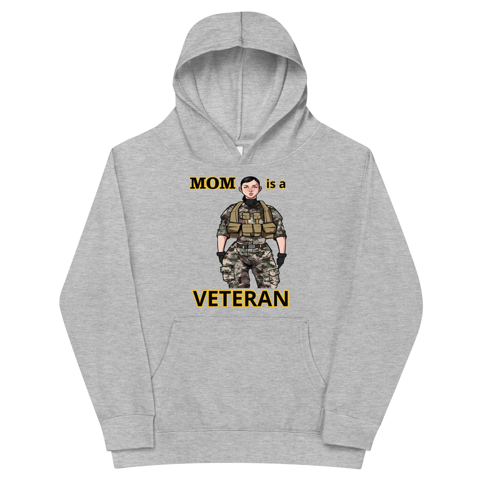 MOM IS A VETERAN TOO FIFE Kids Fleece Hoodie - Image 3
