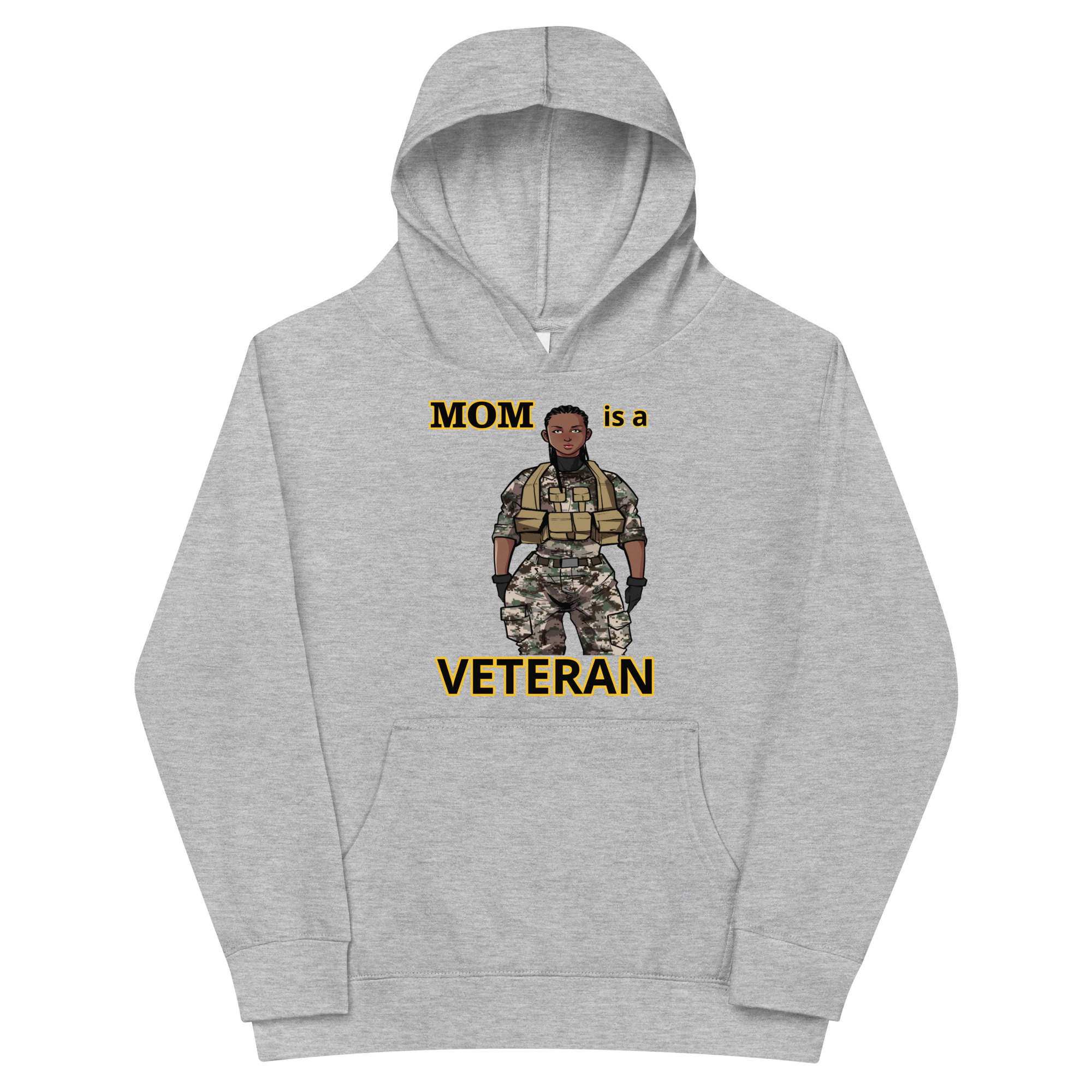 MOM IS A VETERAN TOO FIFE Kids Fleece Hoodie - Image 3