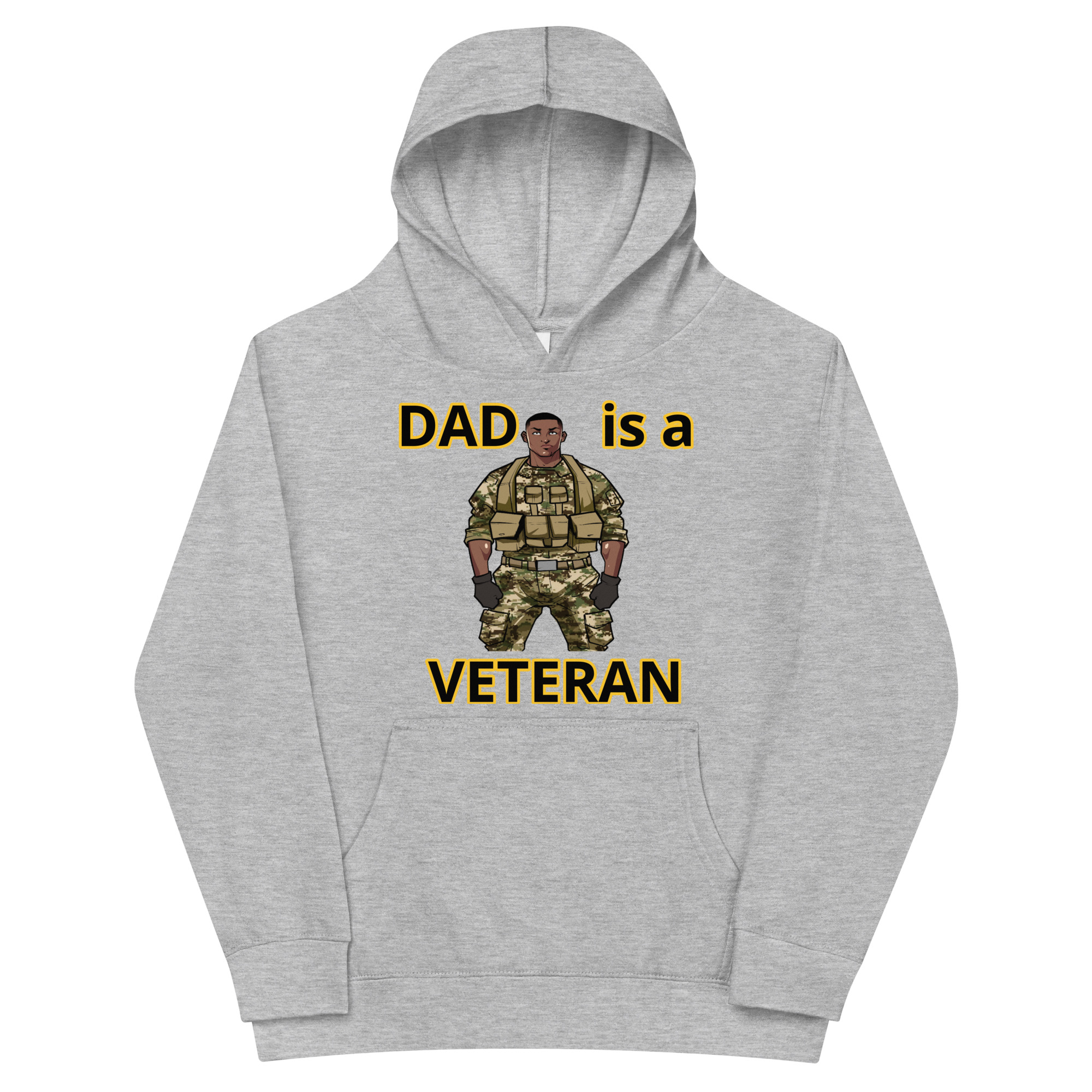 DAD IS A VETERAN TOO FIFE Kids Fleece Hoodie - Image 3