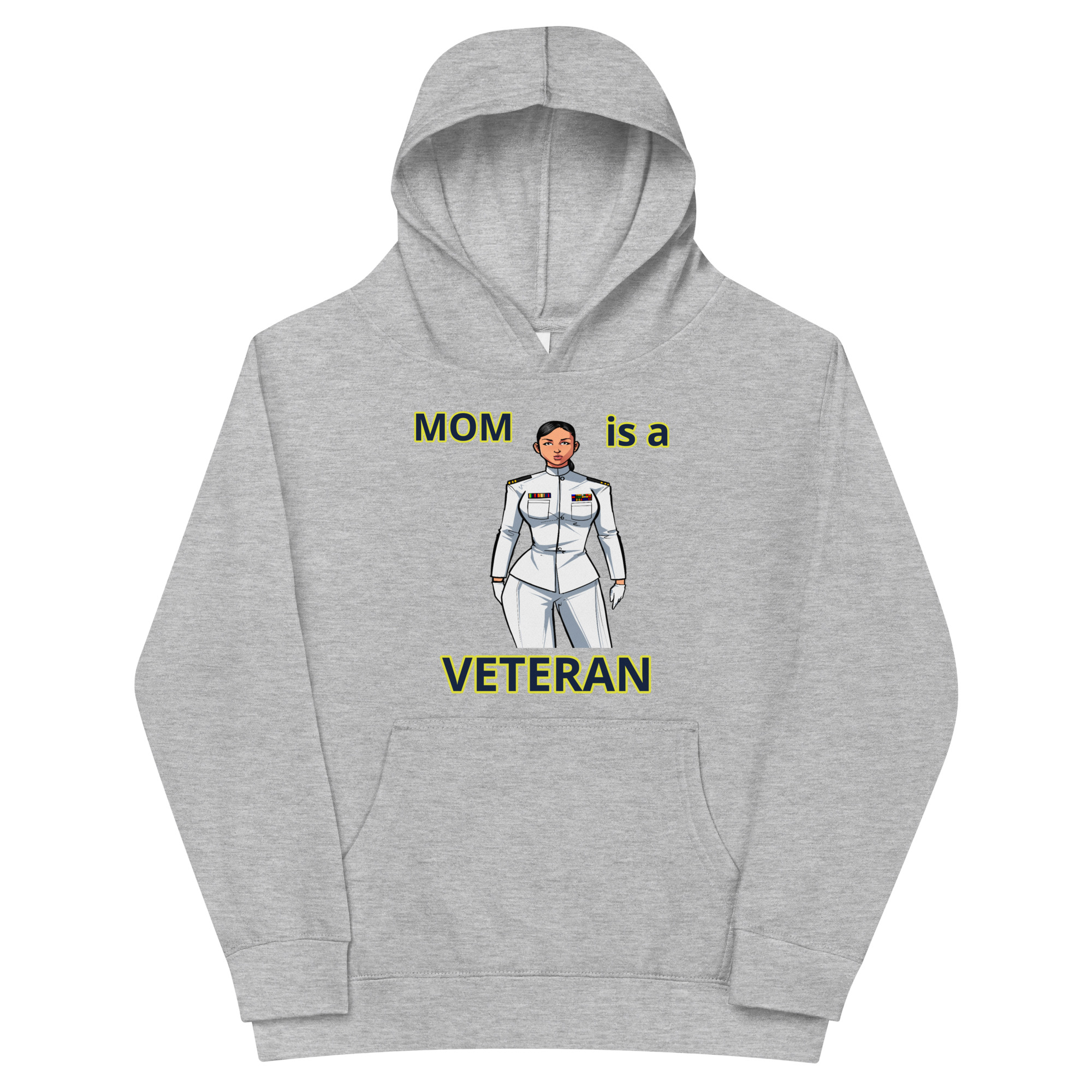 MOM IS A VETERAN TOO FIFE Kids Fleece Hoodie - Image 3