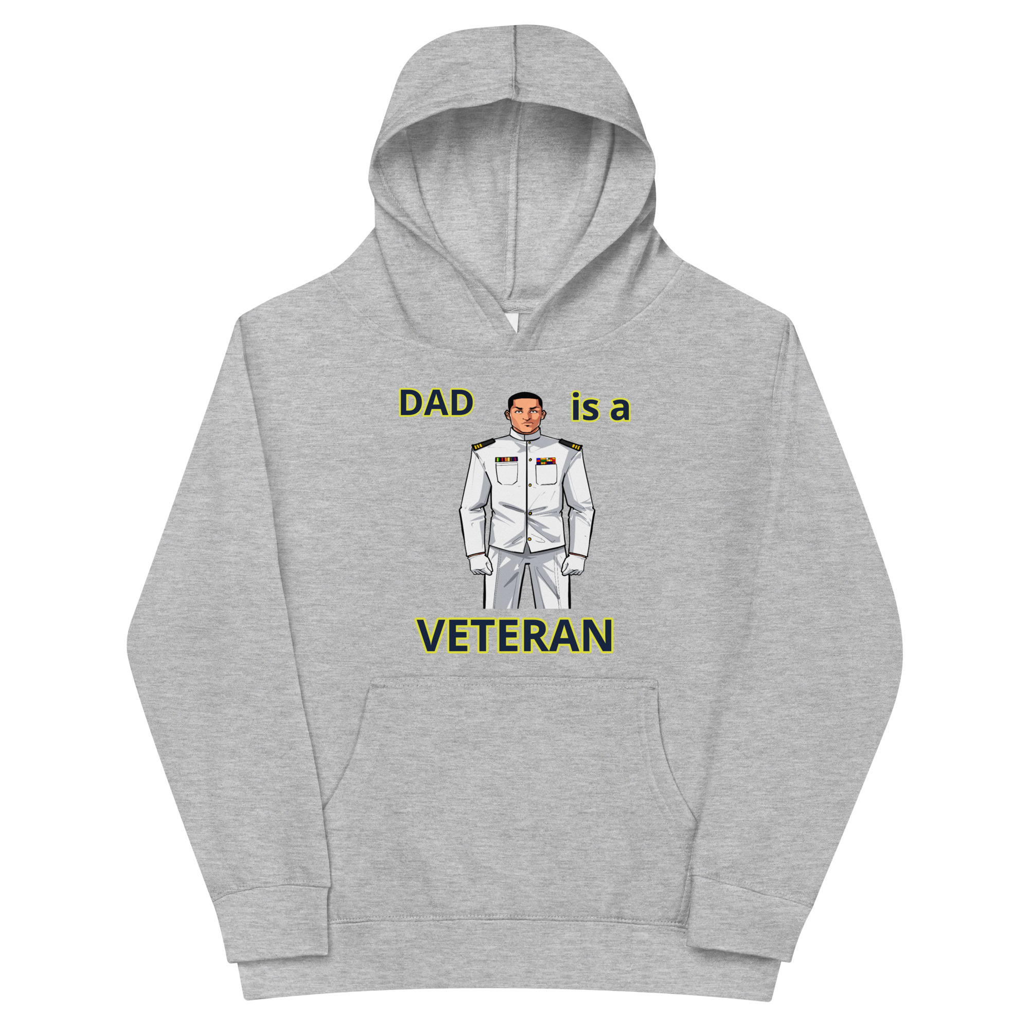 DAD IS A VETERAN TOO FIFE Kids Fleece Hoodie - Image 3