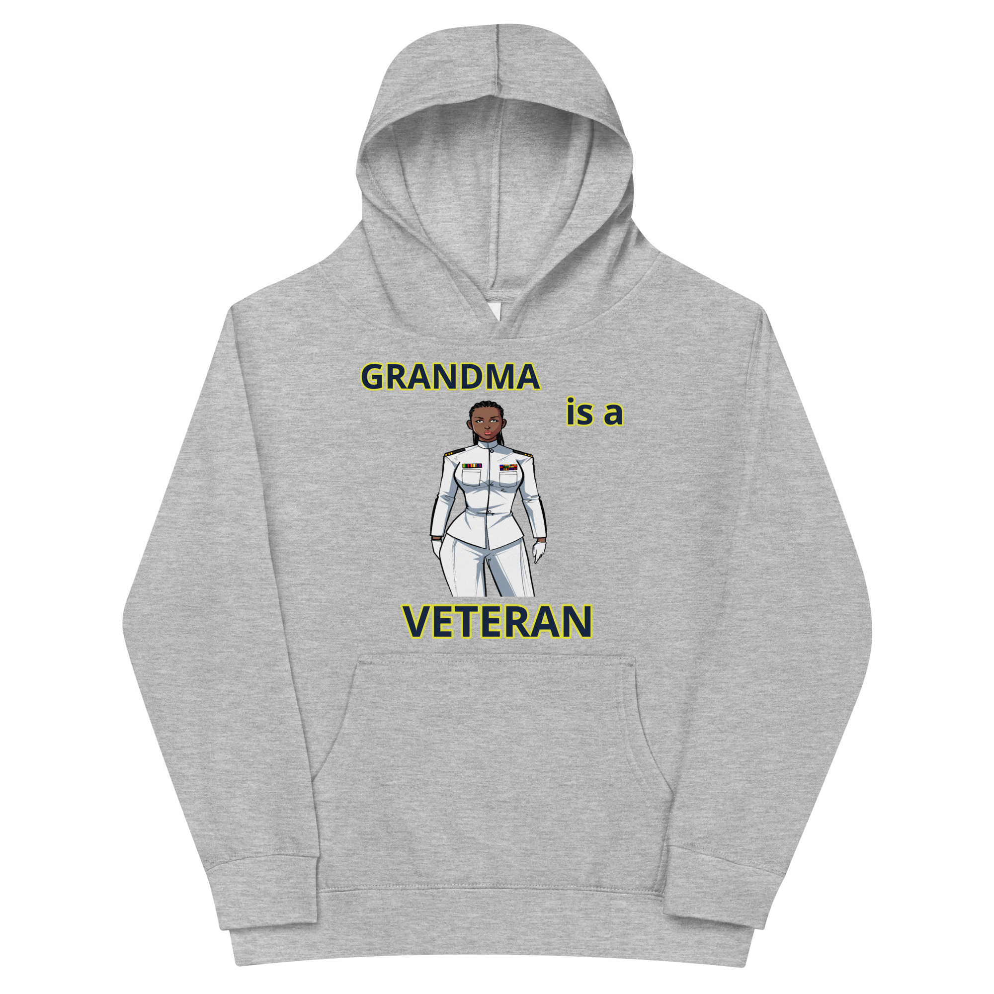GRANDMA IS A VETERAN TOO FIFE Kids Fleece Hoodie - Image 3