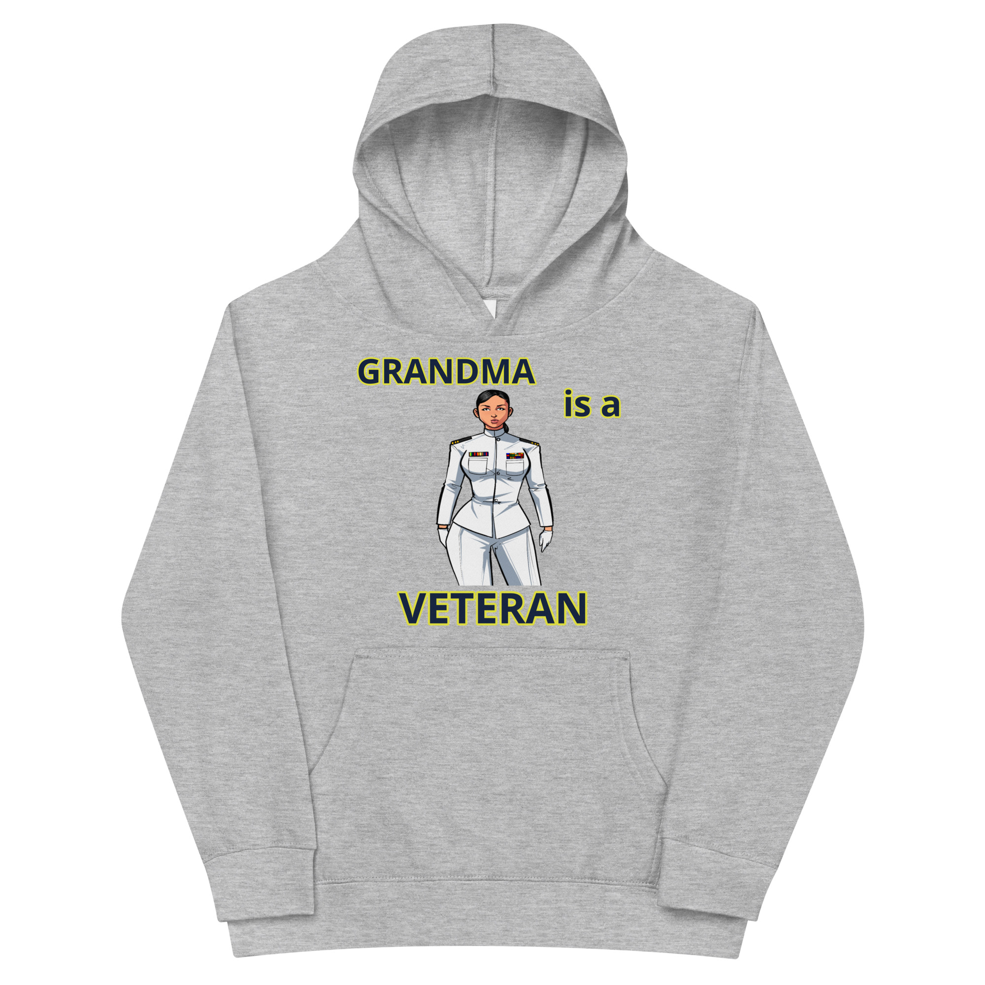 GRANDMA IS A VETERAN TOO FIFE Kids Fleece Hoodie - Image 3